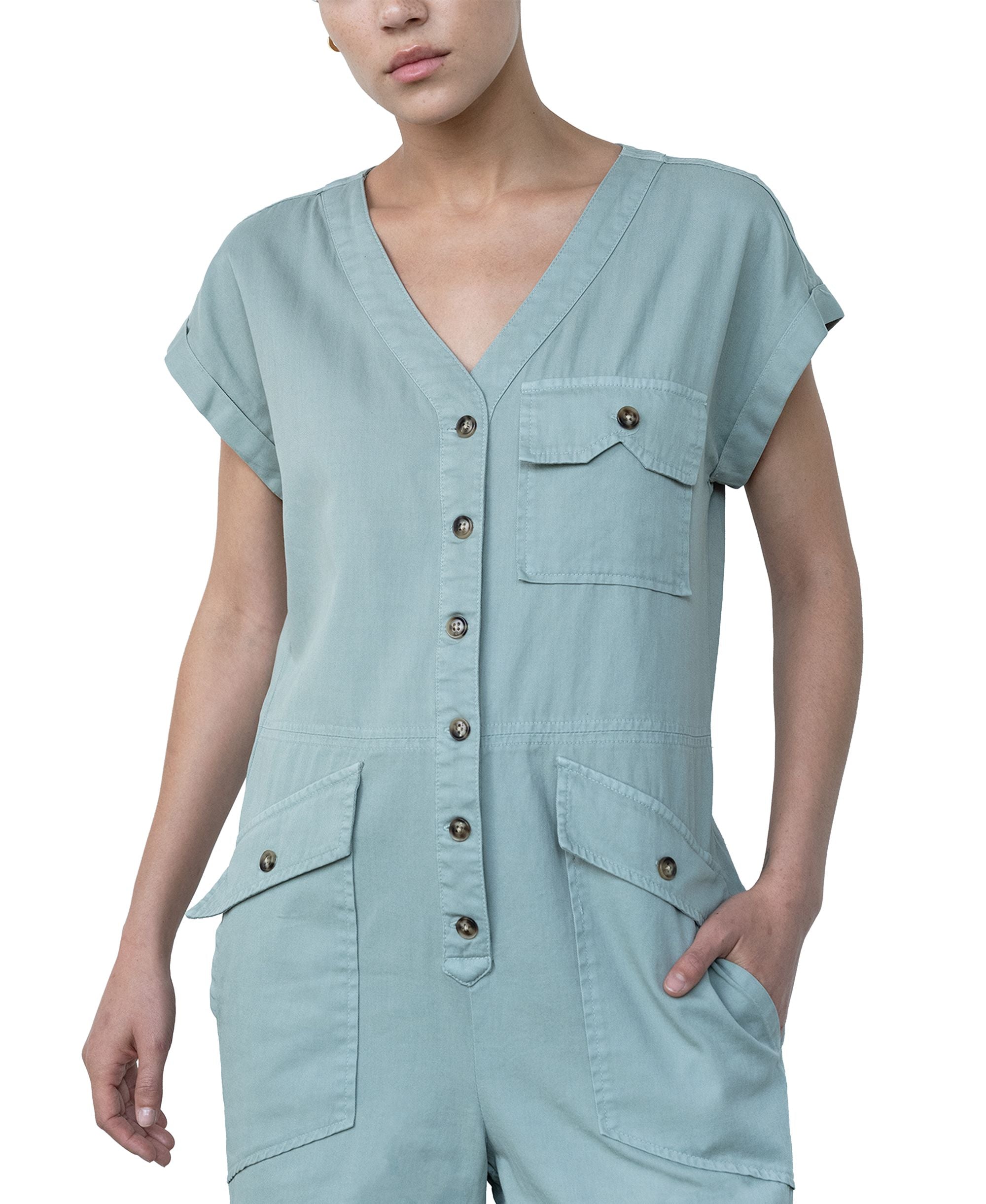 Marly Button-Front Cargo Jumpsuit