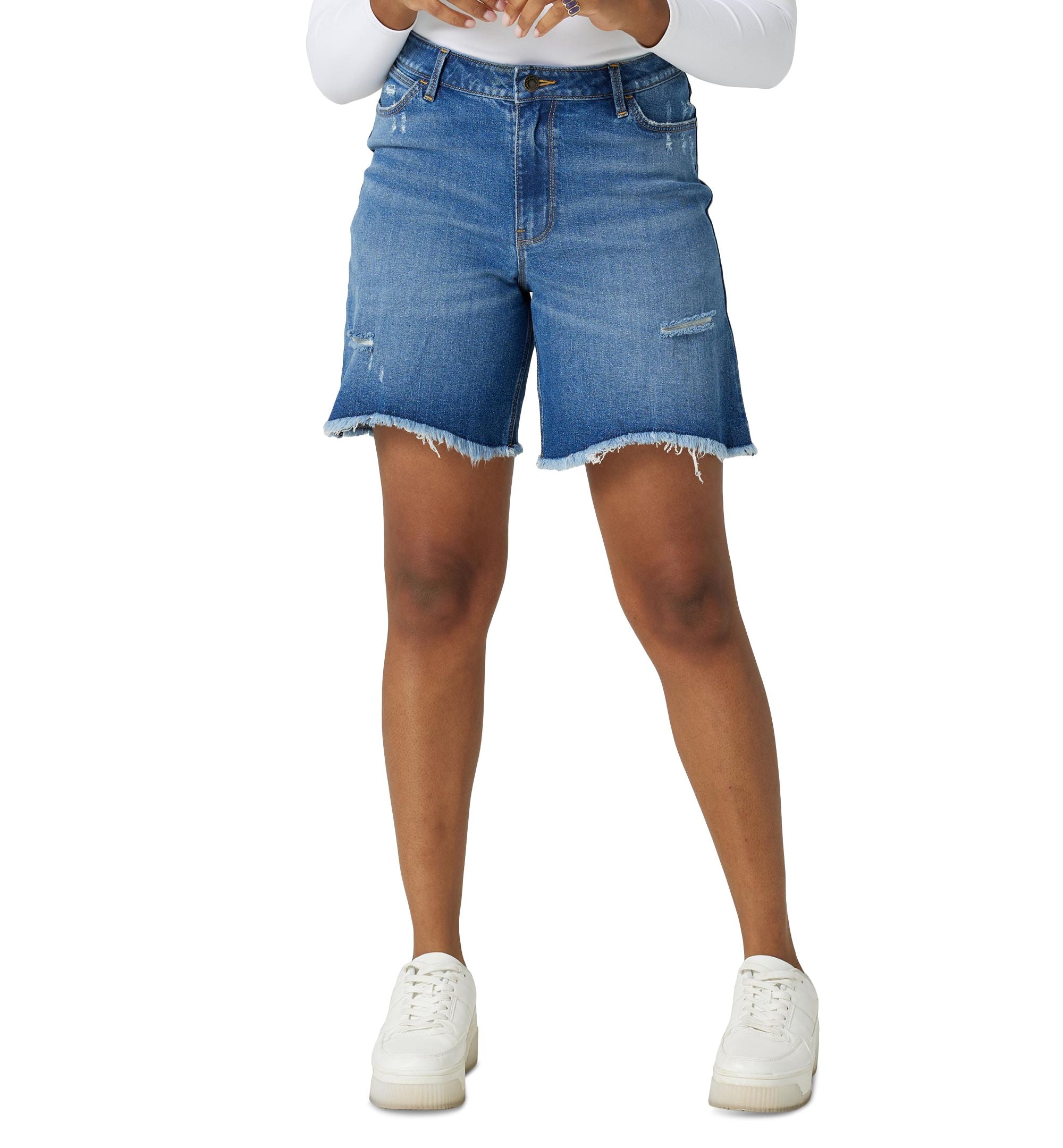 Wrangler Womens Ripped Denim Premium Shorts