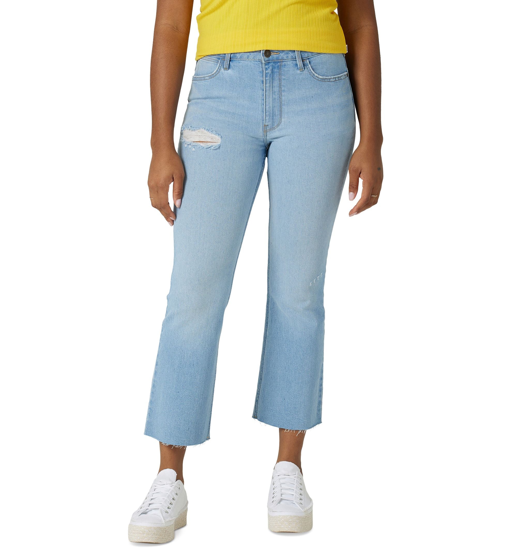 Wrangler Womens Ripped Flared Ankle Premium Jeans