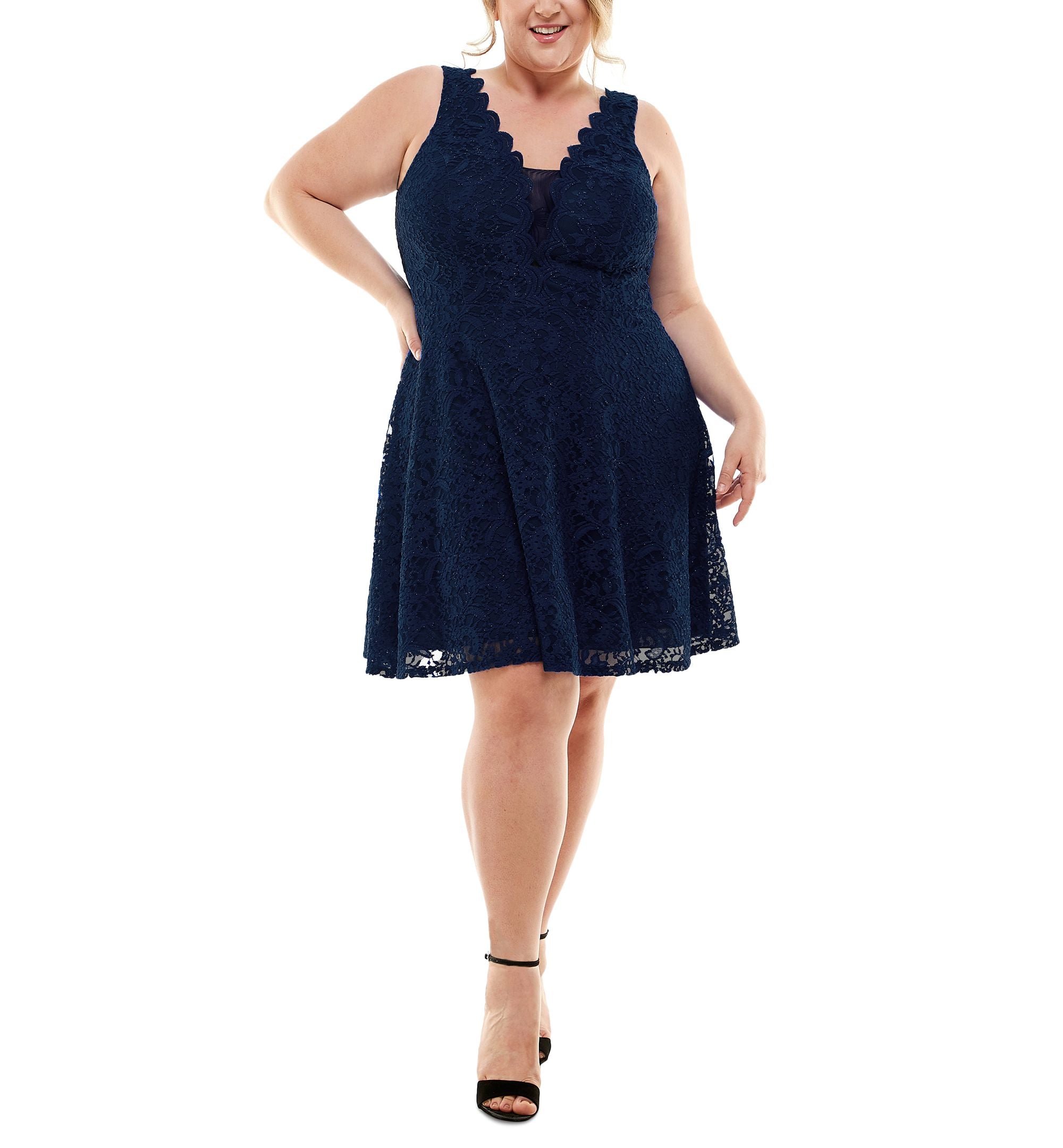 City Studios Modern Plus Size Lace Fit Flare Dress