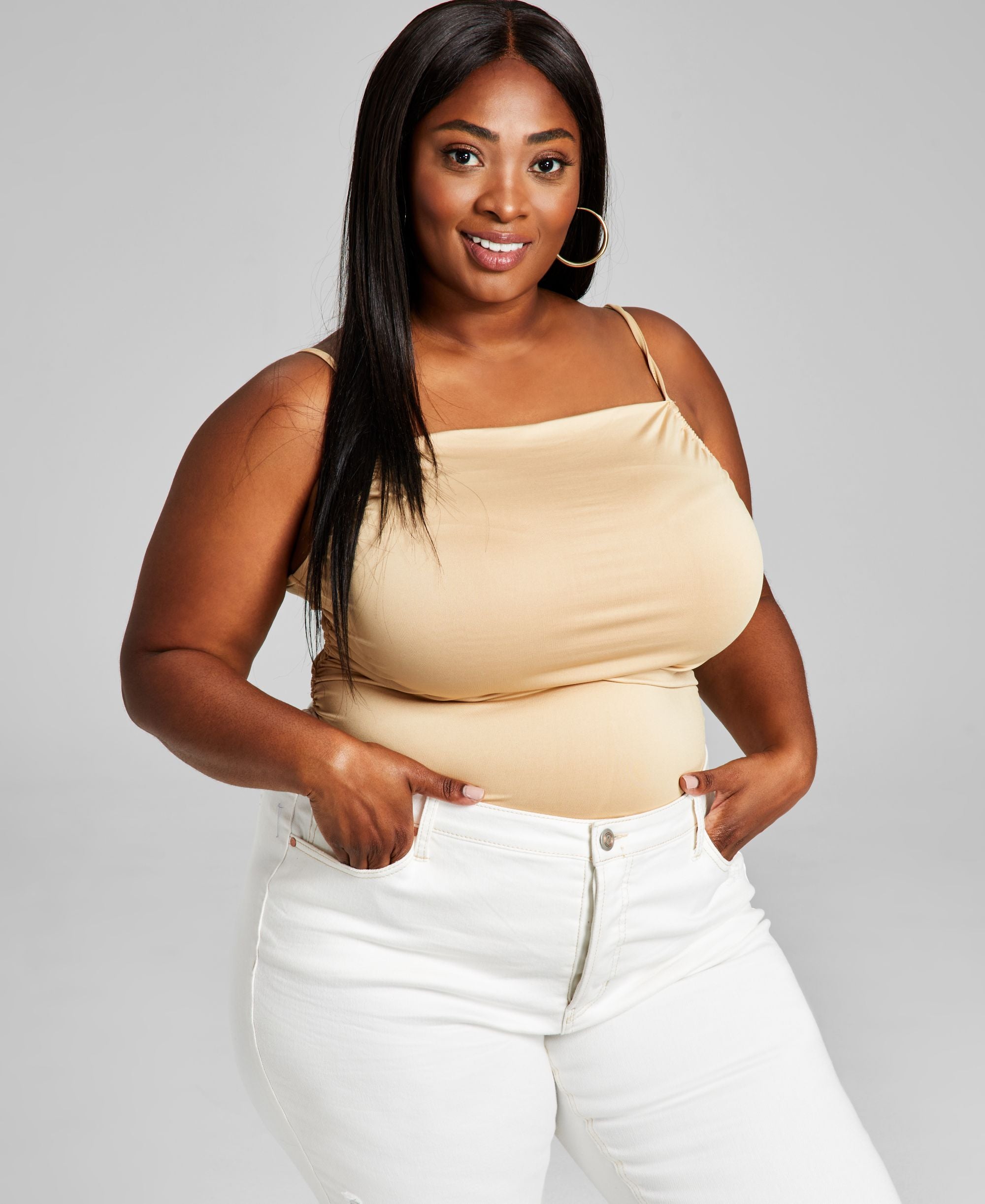 Now This Modern Plus Size Ruched Camisole Bodysuit