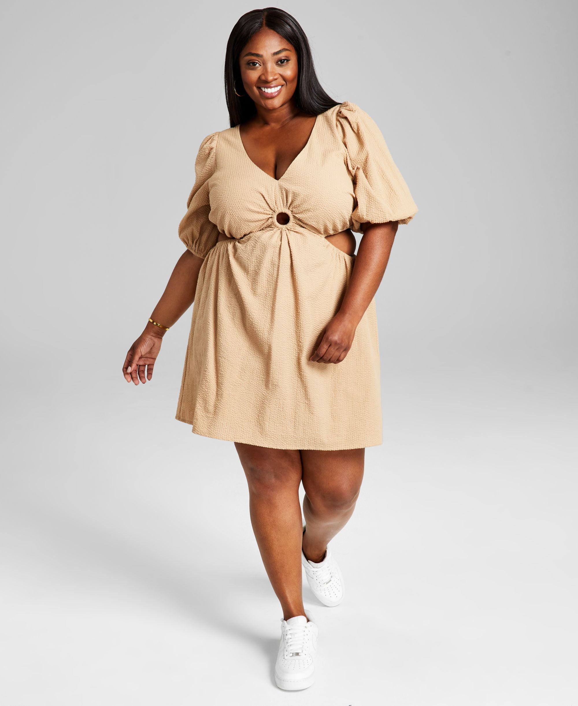 Modern Plus Size Keyhole Mini Dress