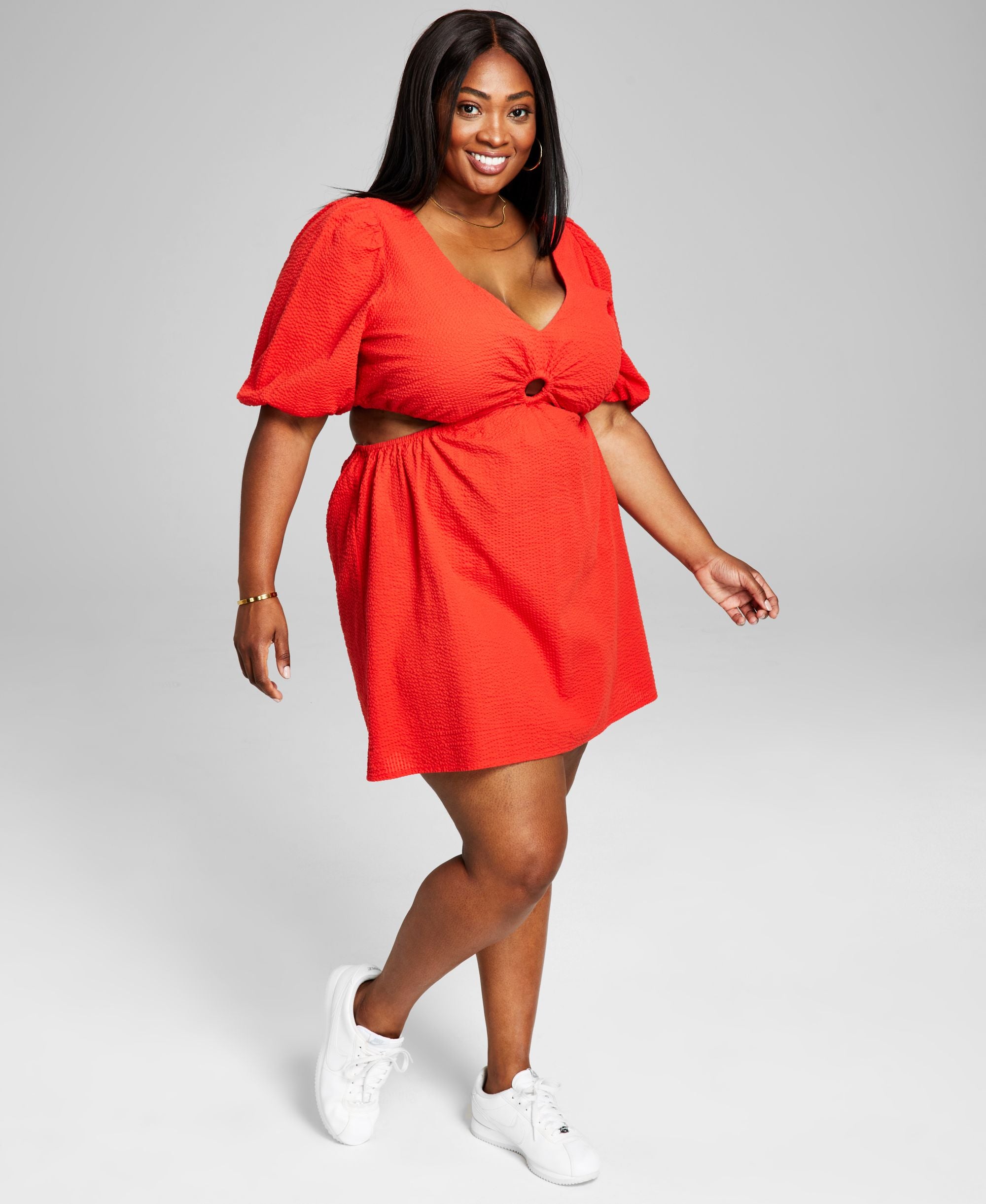 And Now This Modern Plus Size Keyhole Mini Dress