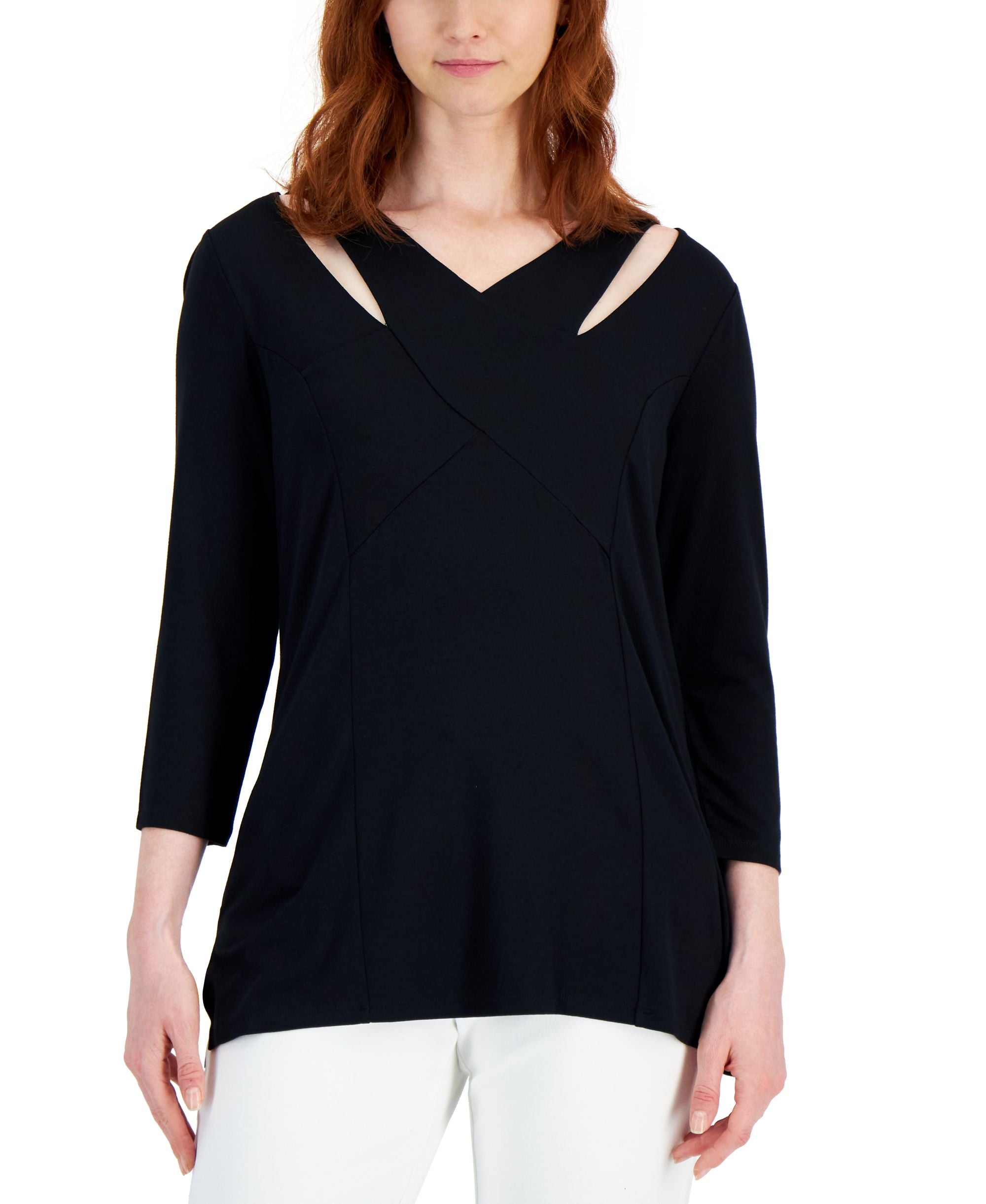 JM Collection Womens Cross Front Premium Top