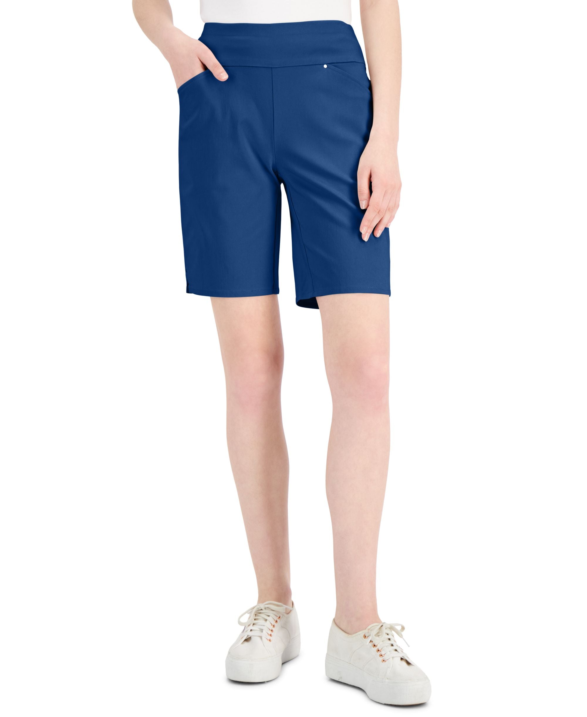 INC International Concepts High Rise Comfort-Waist Bermuda Premium Shorts