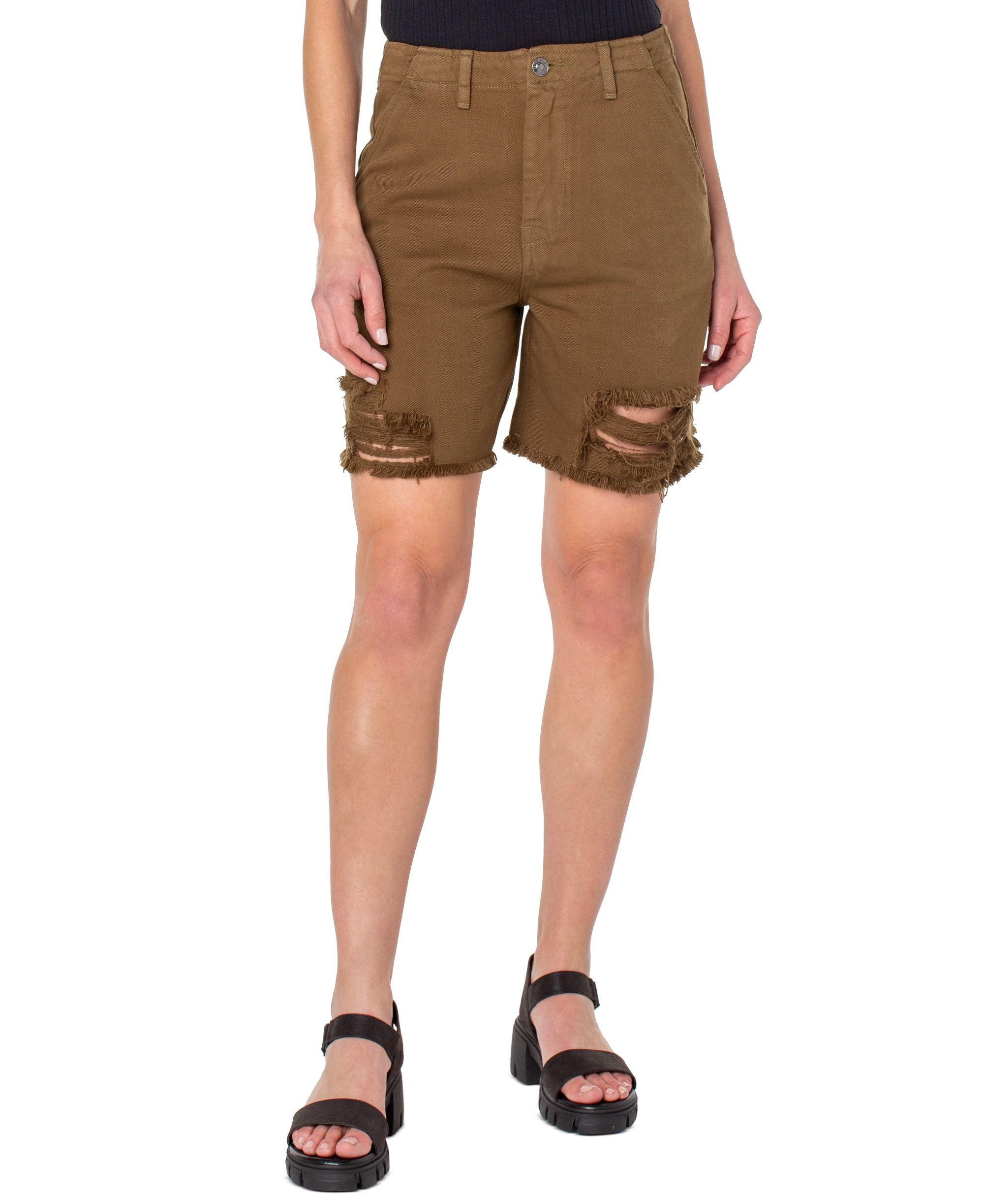 Earnest Sewn Womens Distressed Twill Denim Premium Shorts