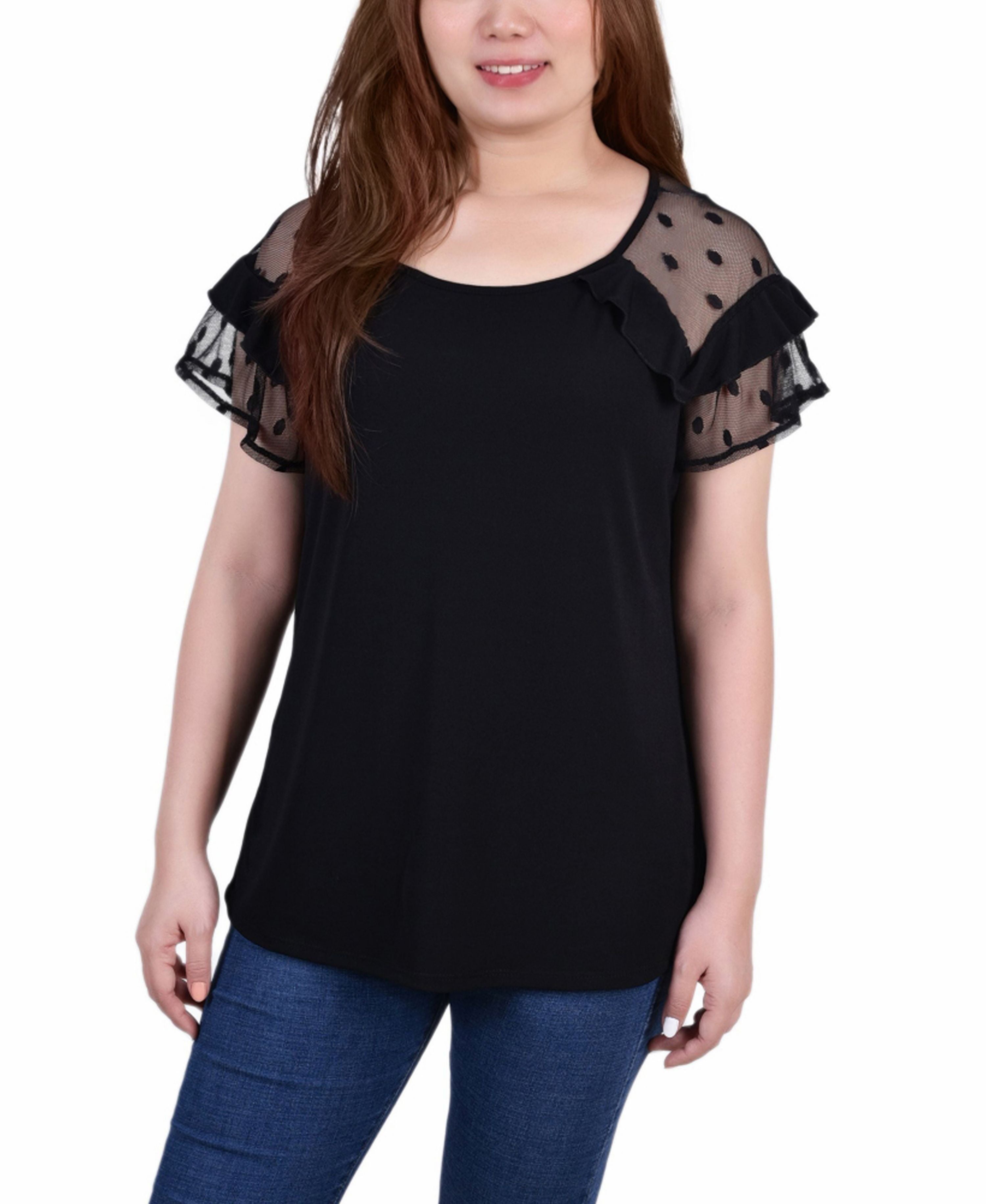 Petite Size Short Dot Sleeve Premium Top