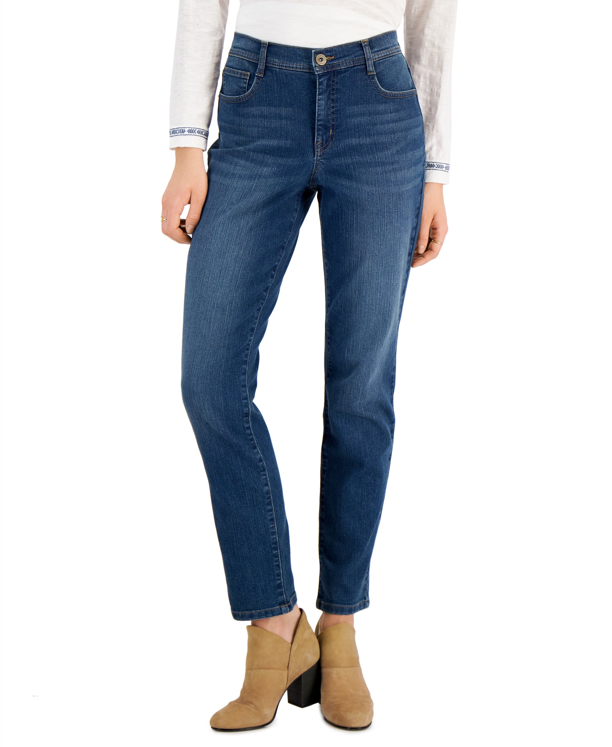 Petite Mid-Rise Slim-Cut-Leg Premium Jeans