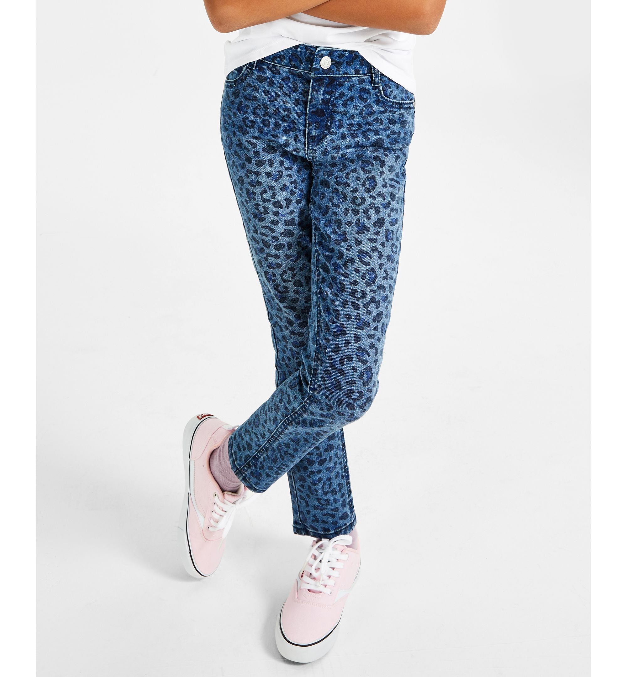 Big Girls Leopard Print Denim Skinny-Fit Premium Jeans