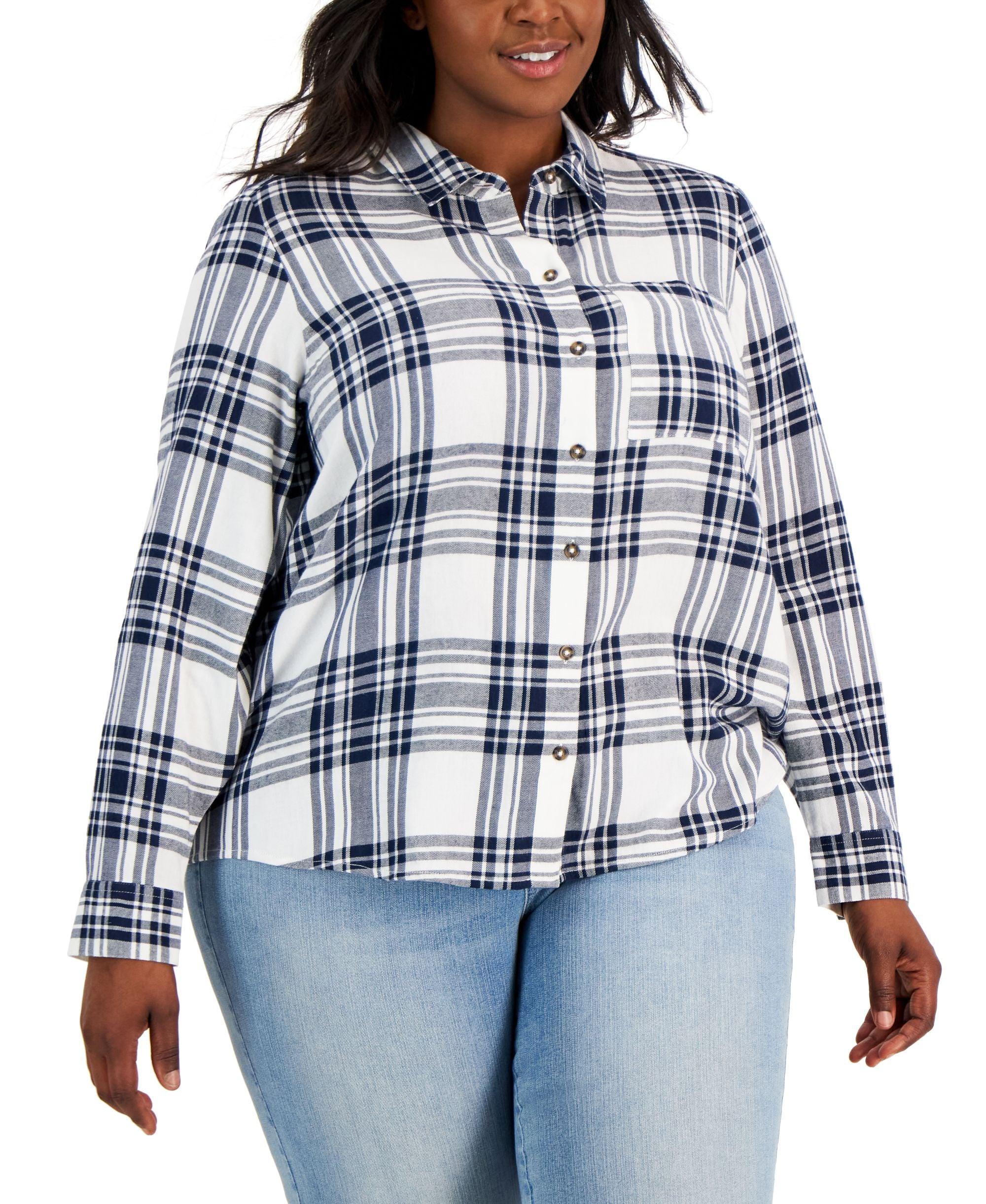 Style & Co Plus Size Plaid ideal Modern Shirt