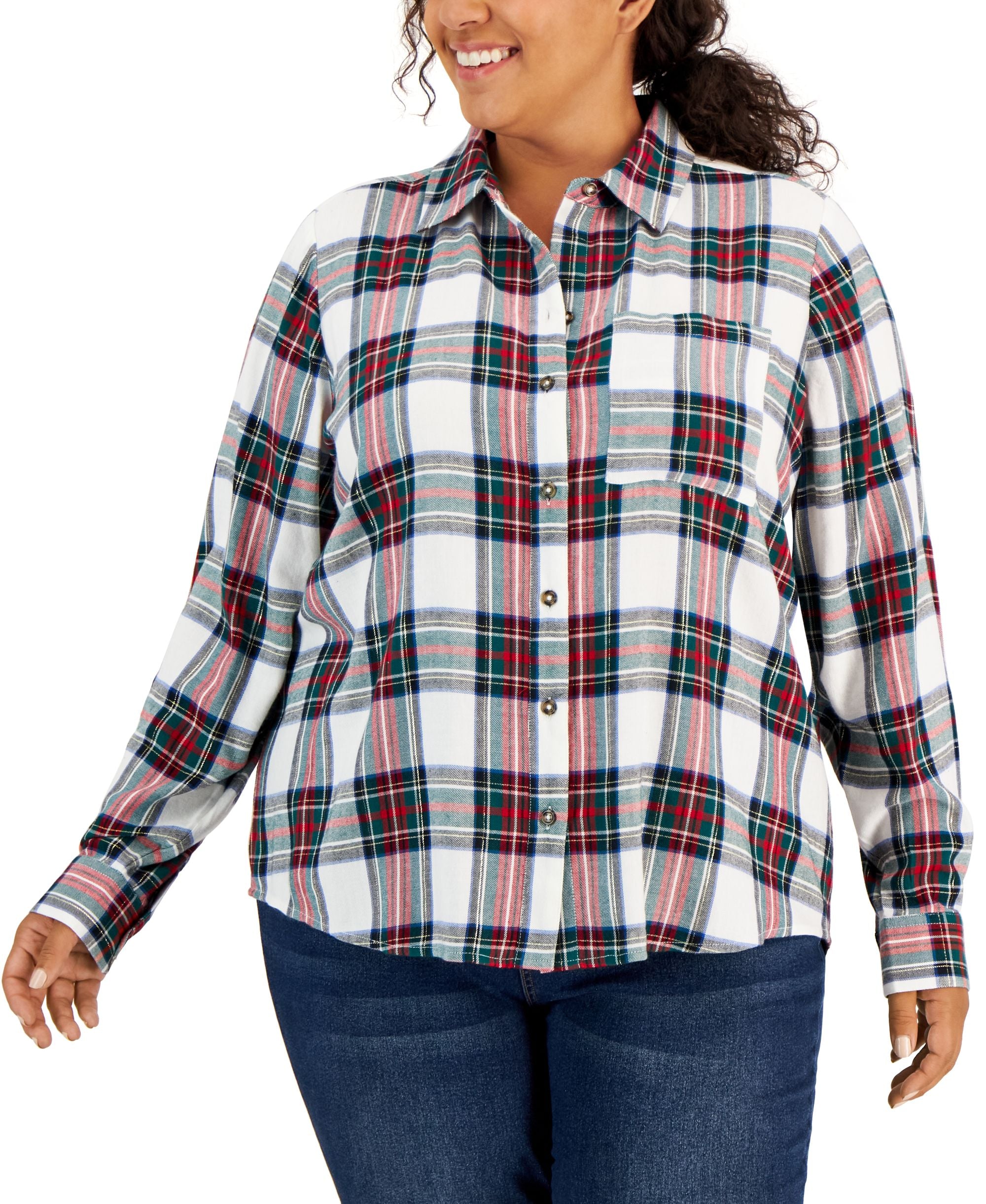 Style & Co Plus Size Plaid ideal Modern Shirt