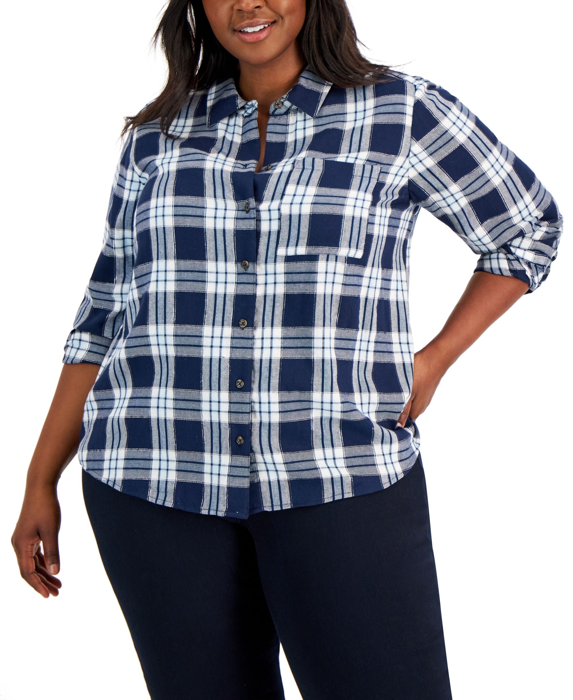Style & Co Plus Size Plaid ideal Modern Shirt