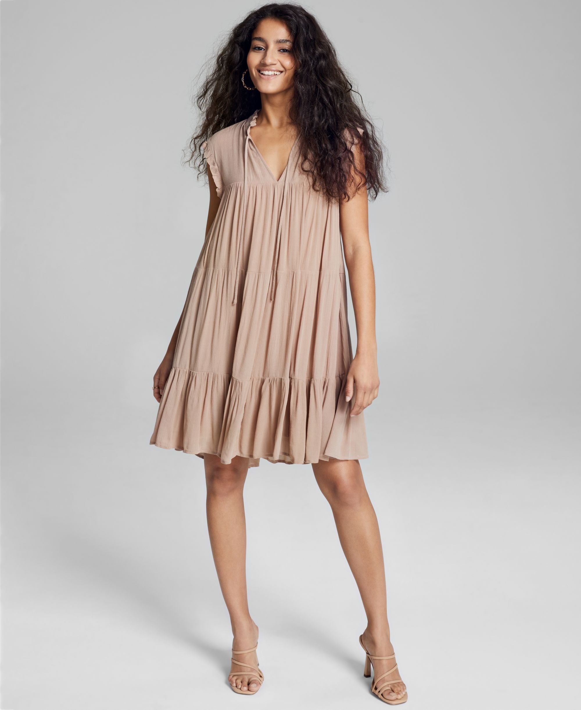 Now This Womens Sleeveless Tiered Flounce Dress