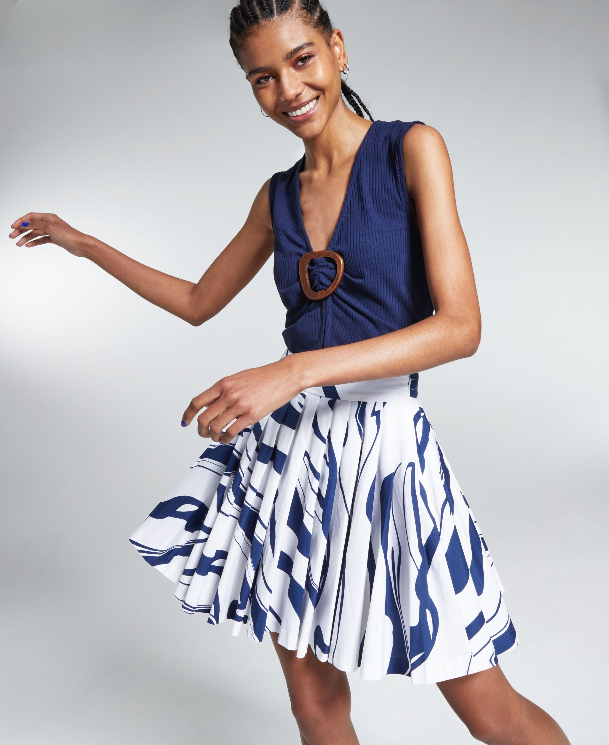 Ade Samuel For Inc Womens Pleated A-Line Modern Skirt