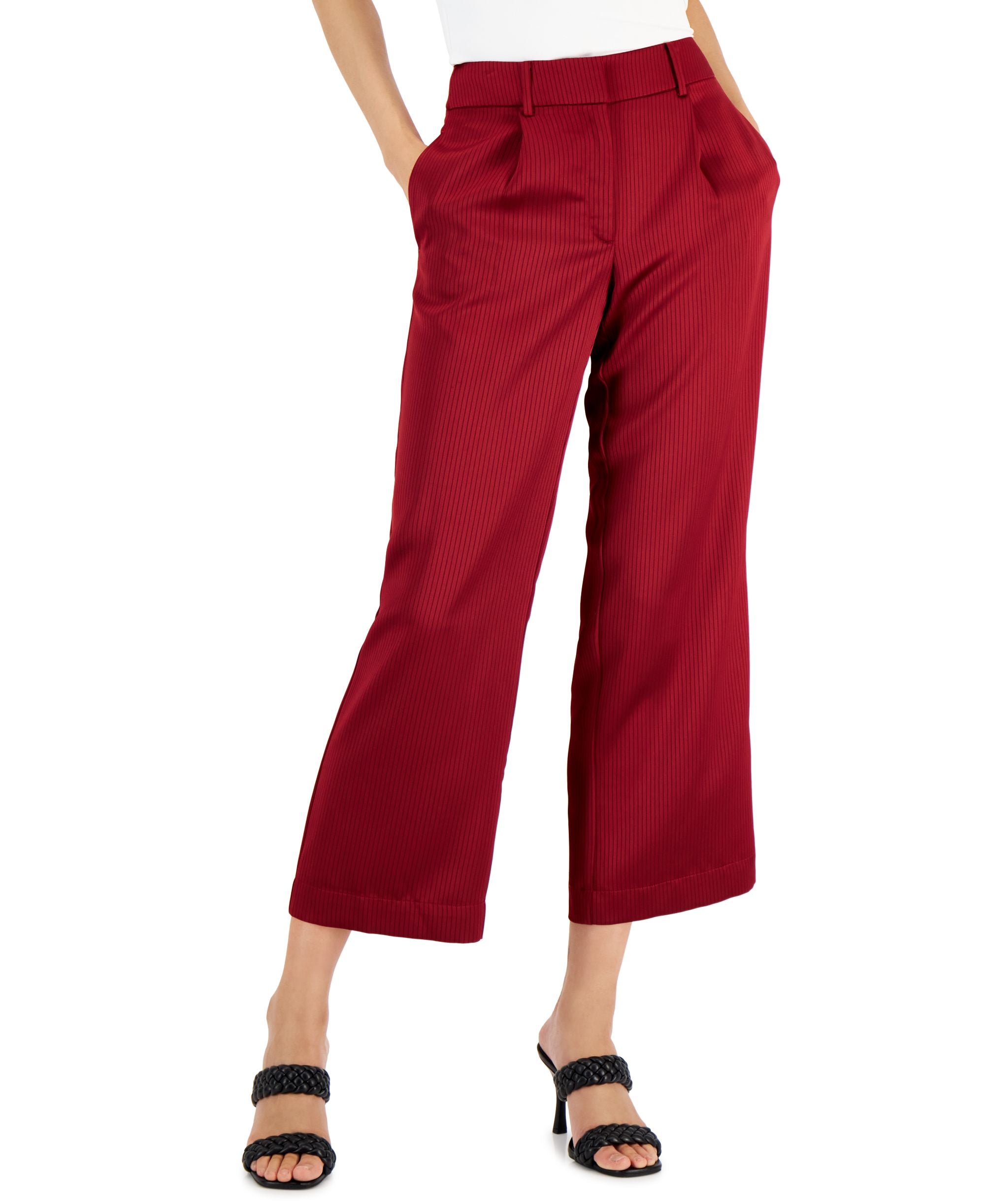 Alfani Petite Pinstripe Wide-Leg Signature Pants