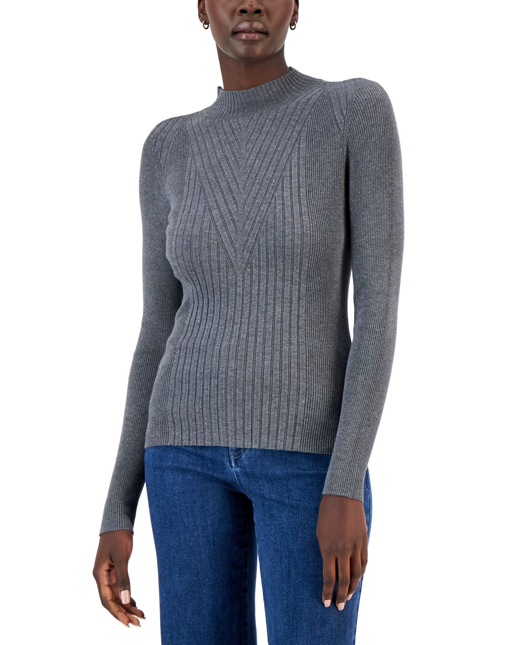 Women's Detail Ribbed Mock Neck Sweater
