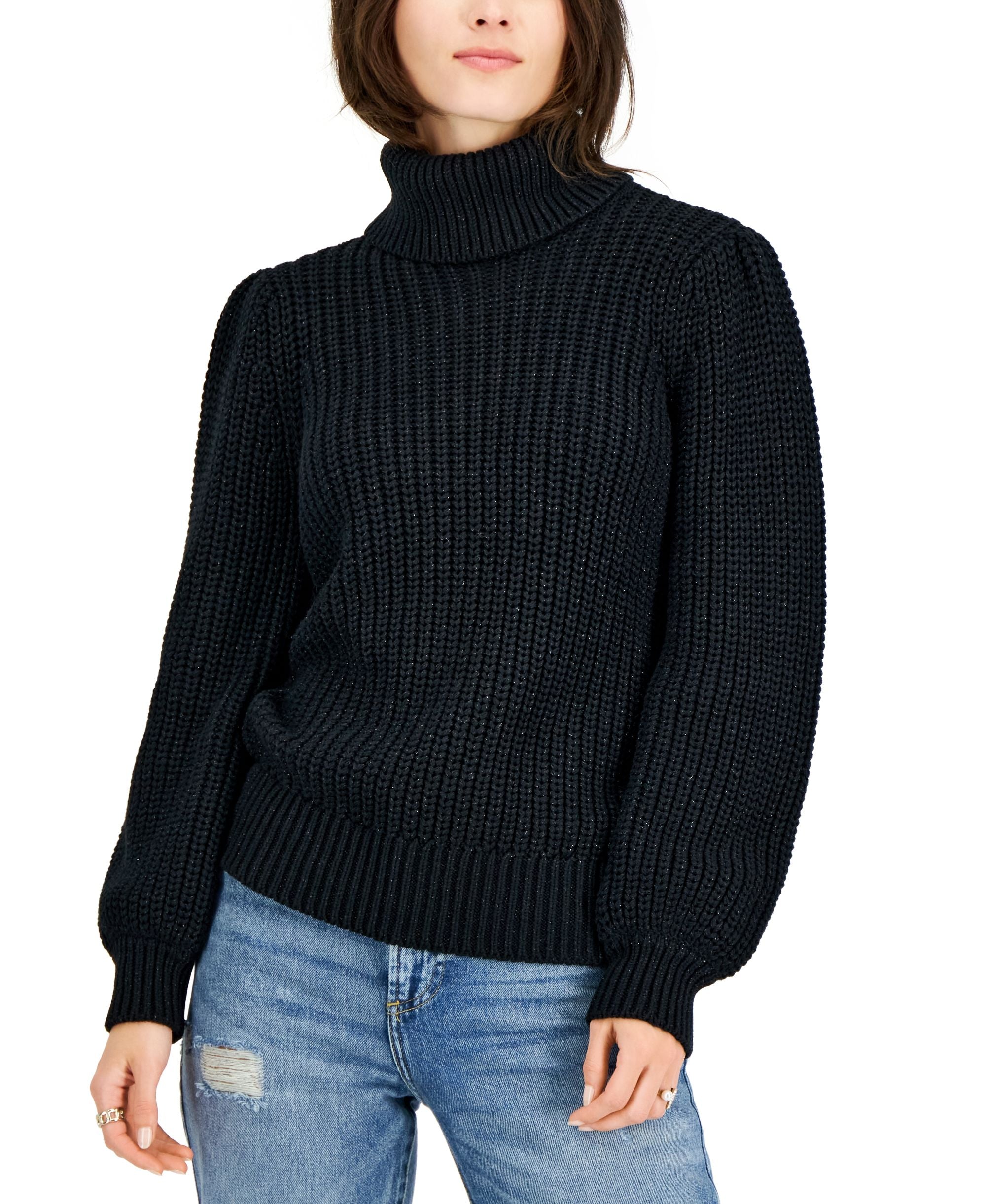 Women's Metallic-Flecked Turtleneck Sweater