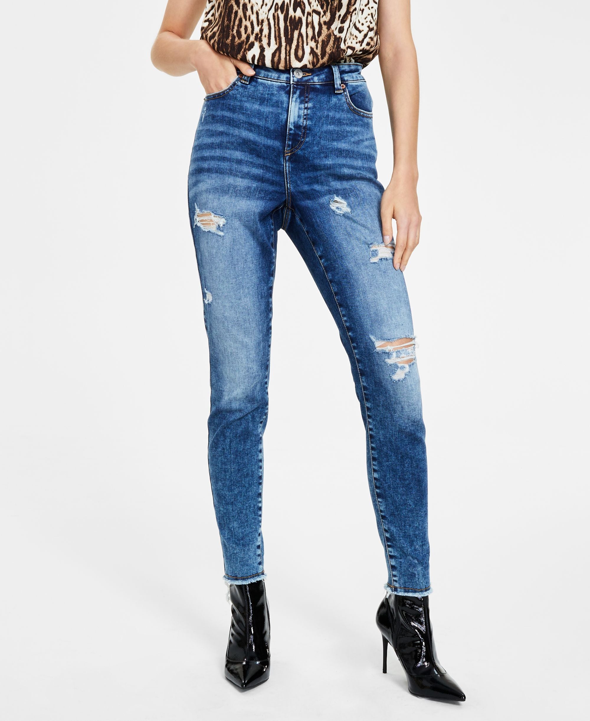 Women's High-Rise Destructed Skinny-Fit Premium Jeans