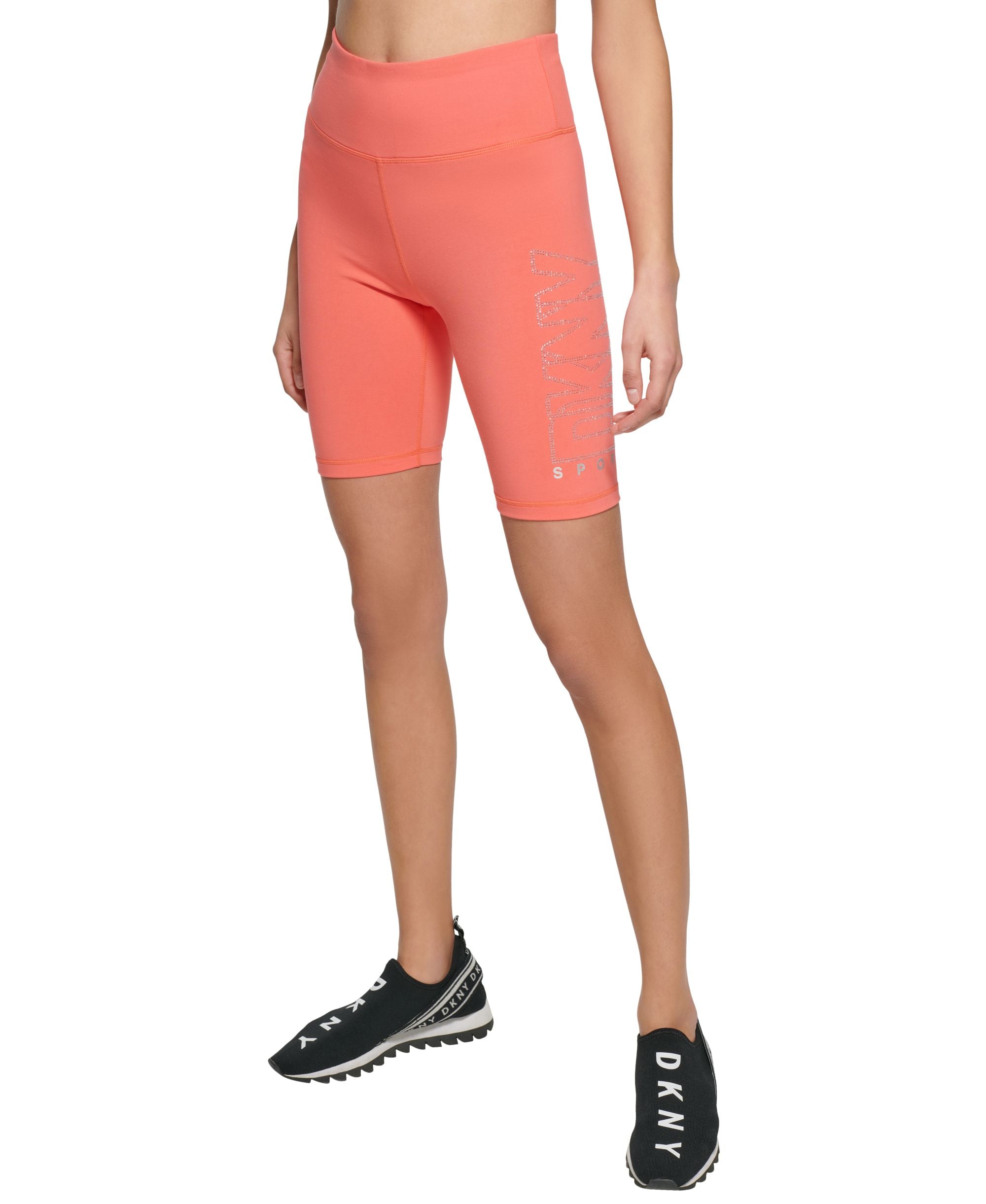 DKNY Sport Rhinestone Outline Logo Bike Premium Shorts
