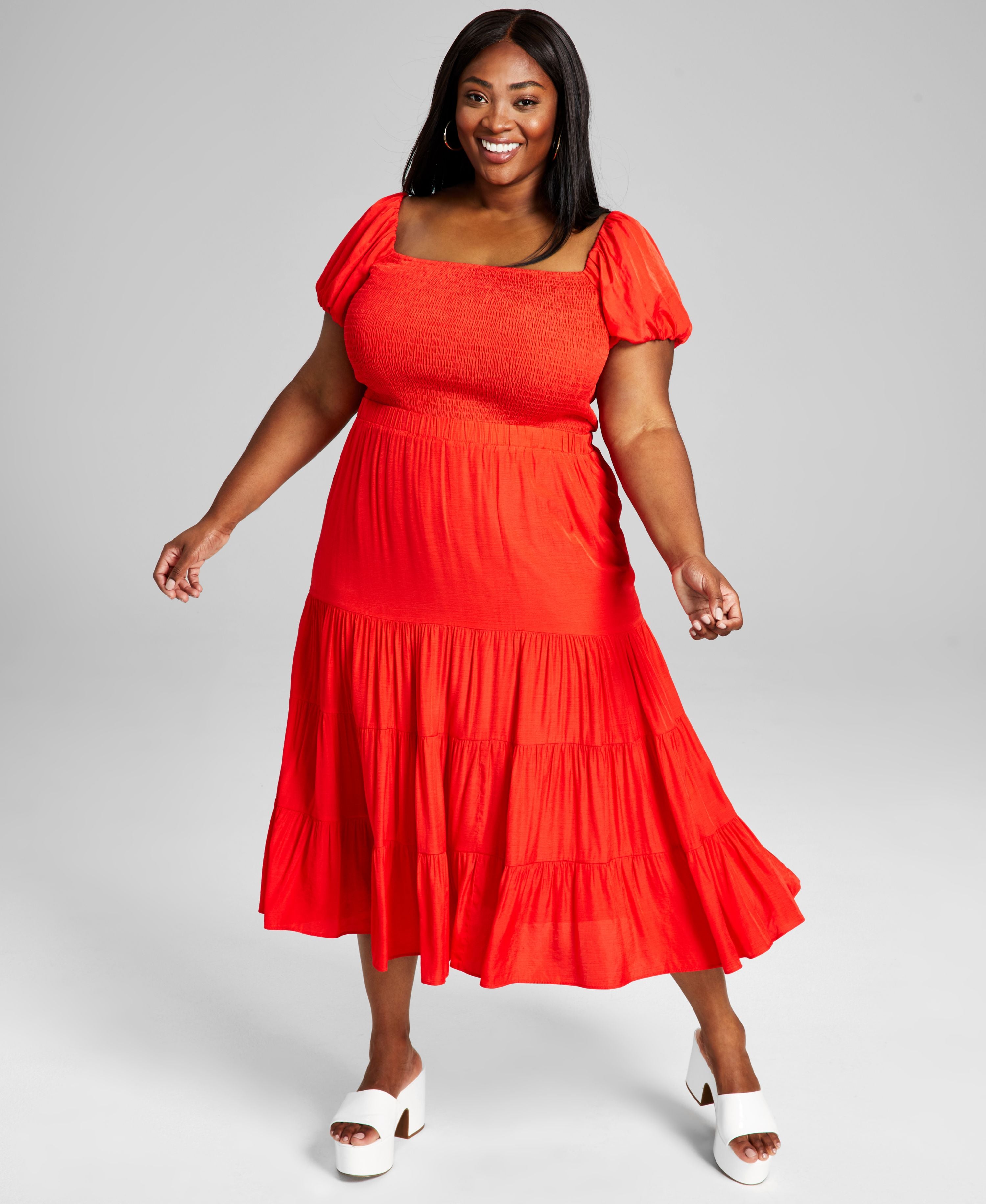 Modern Plus Size Fit & Flare Midi Modern Skirt