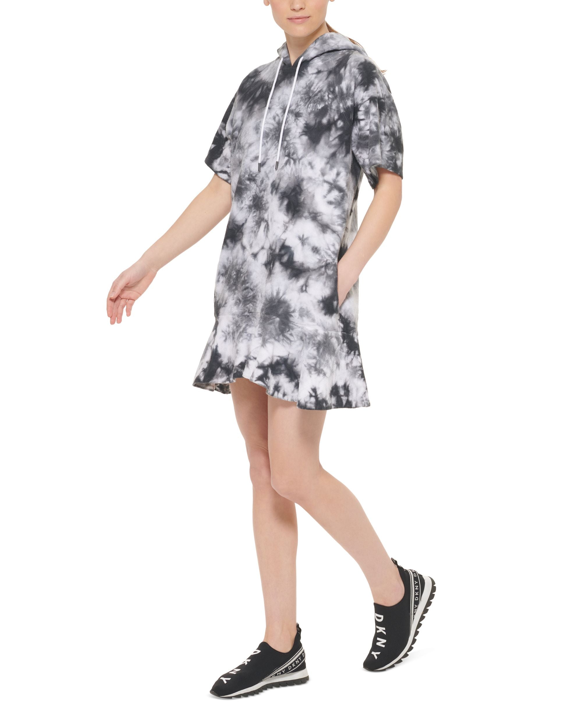 DKNY Sport Tie Dyed Short-Sleeve Flounce Dress