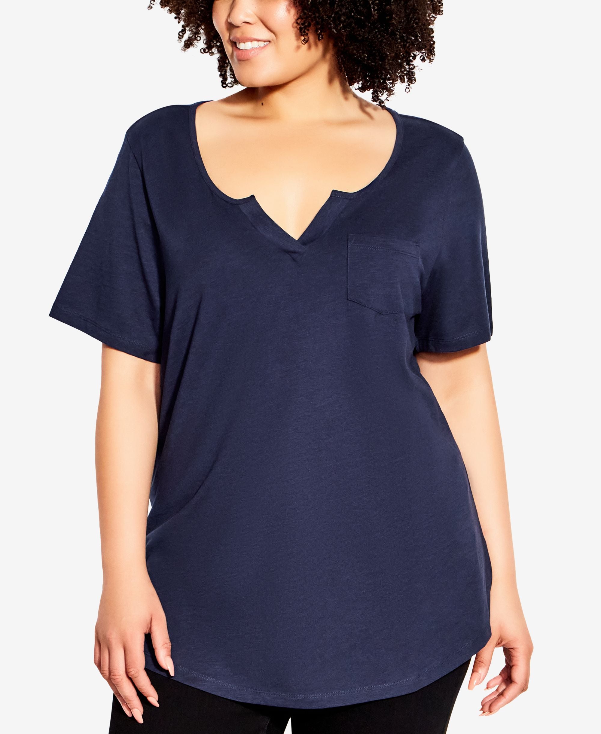 Plus Size Split Neck Premium Top