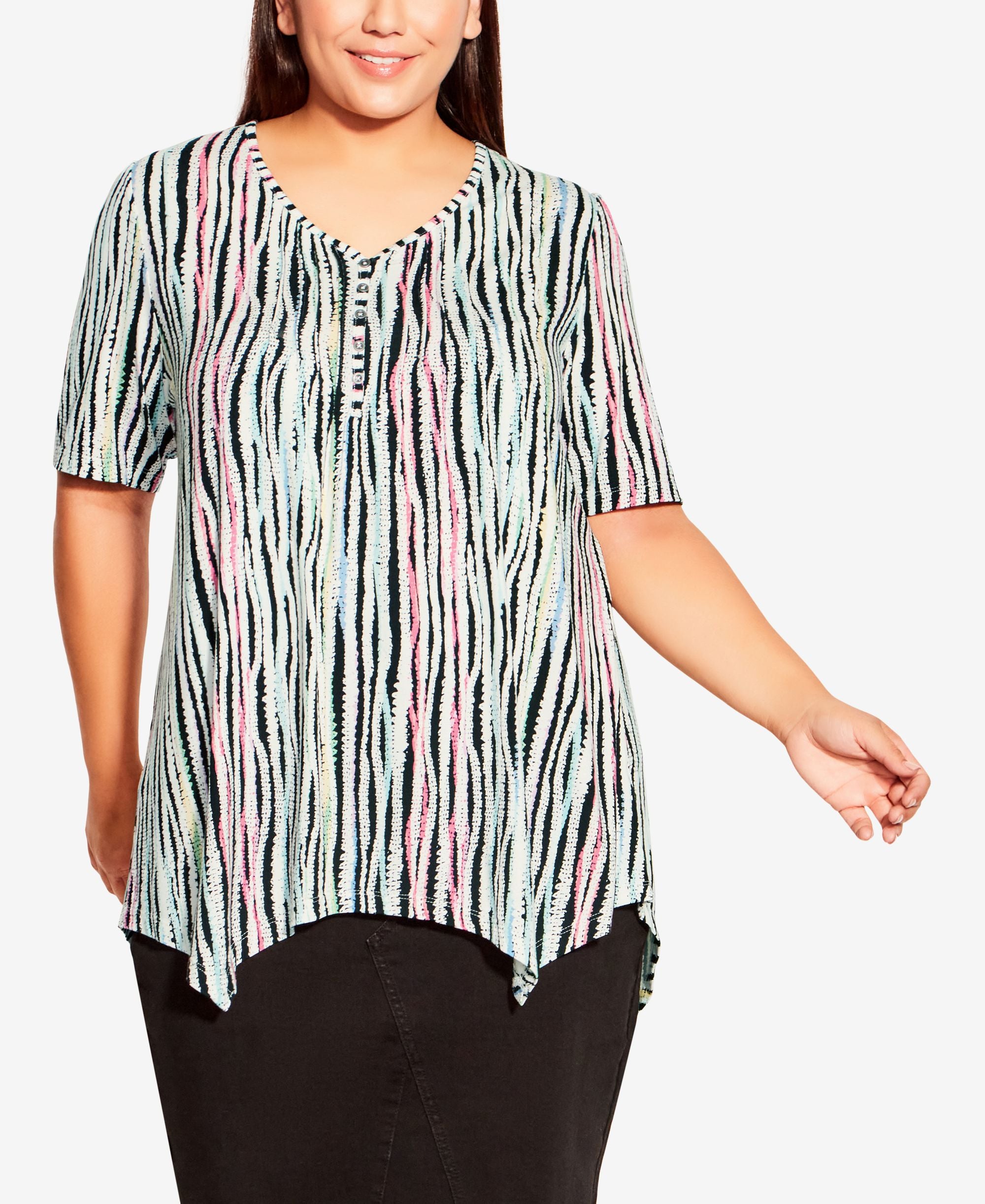 Plus Size Sharkbite Print Premium Top