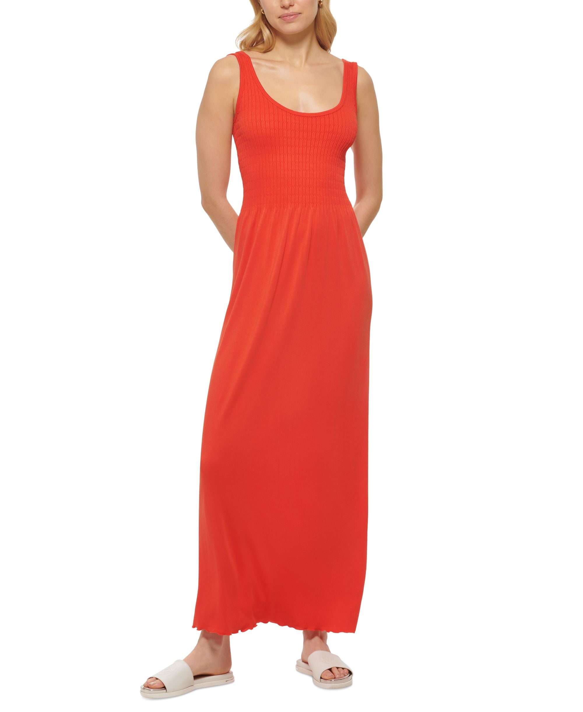 DKNY Premium Jeans Womens Stitch Yoke Maxi Dress
