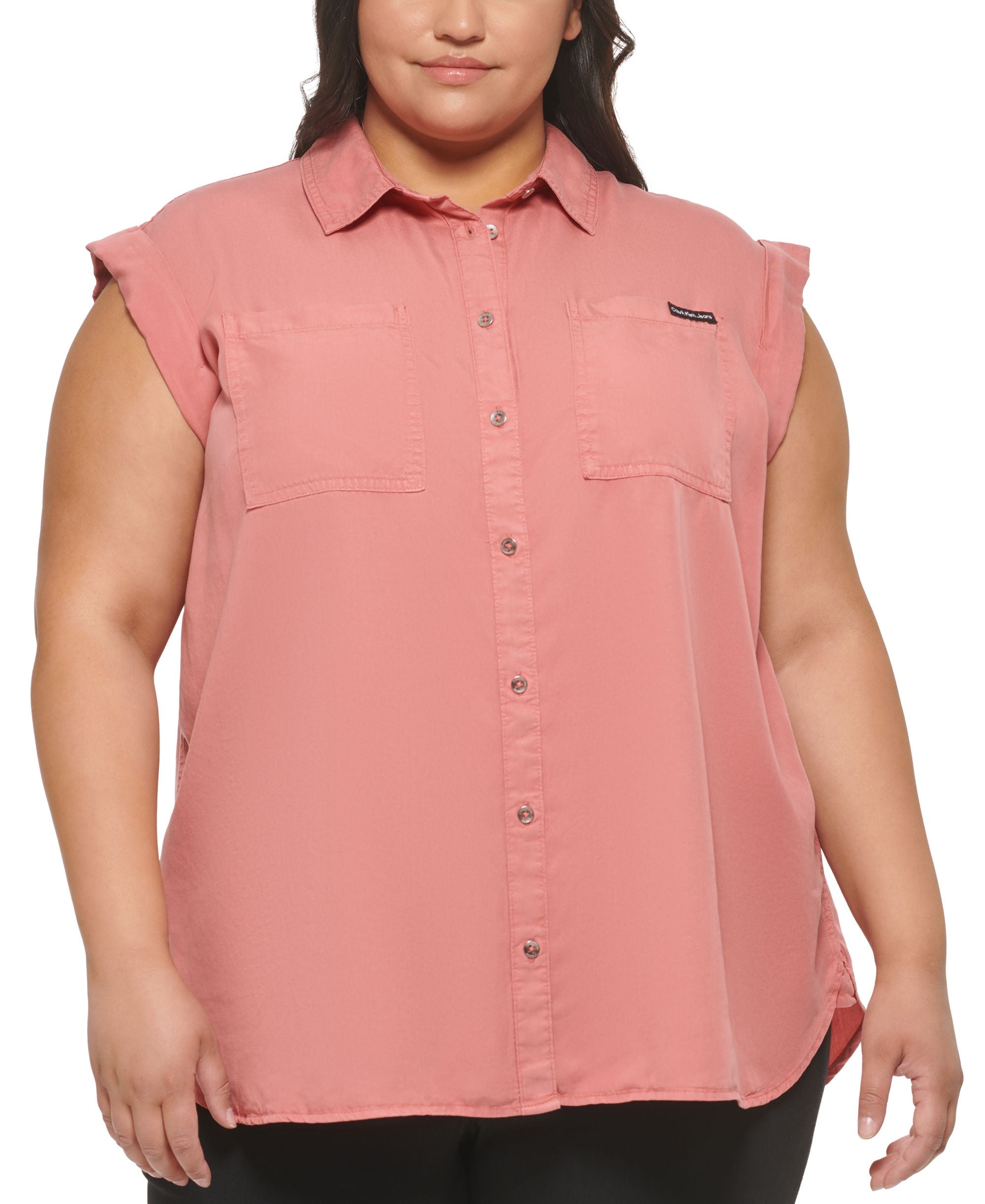 Calvin Klein Premium Jeans Modern Plus Size Cuffed Sleeve Premium Top