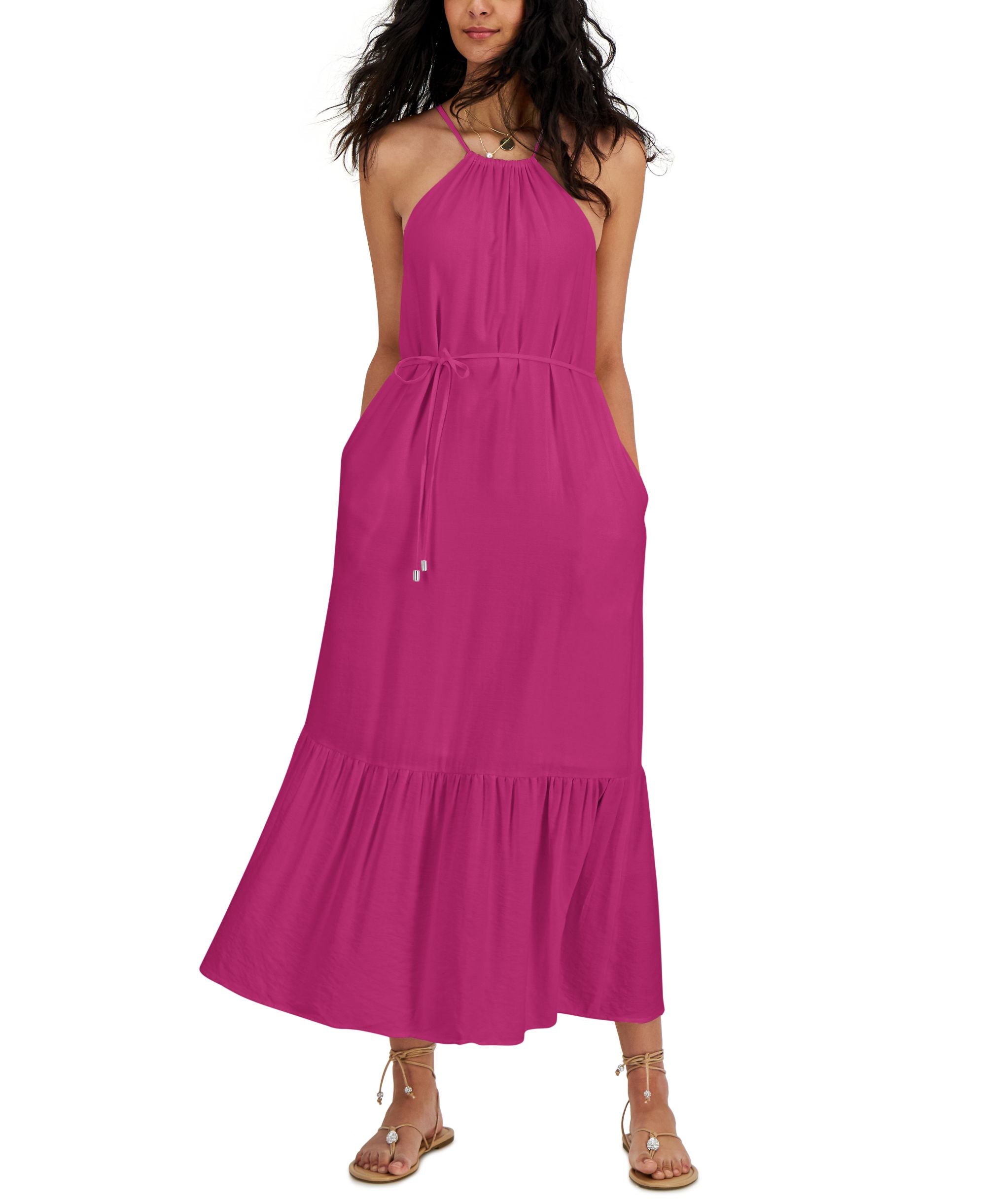 Women's Tiered Flounce Tie-Waist Dress