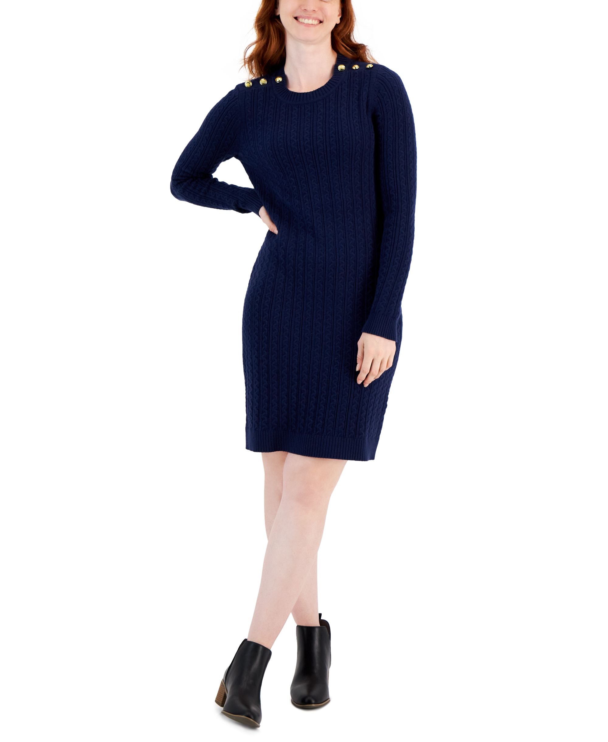 Charter Club Womens Cable Sweater Dress