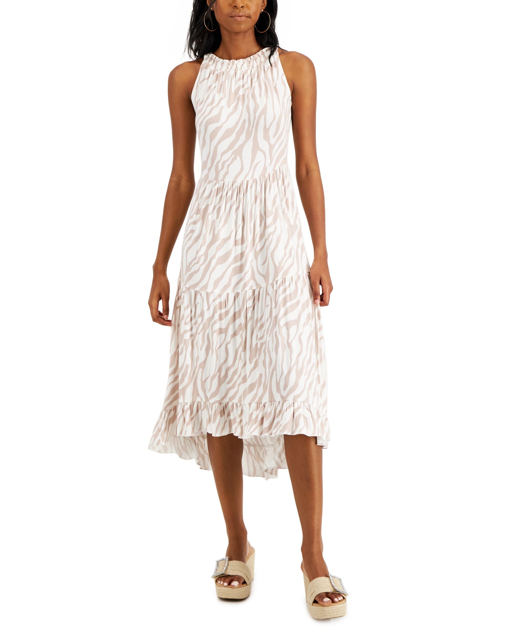 Willow Drive Tiered Flounce High Low Sleeveless Dress