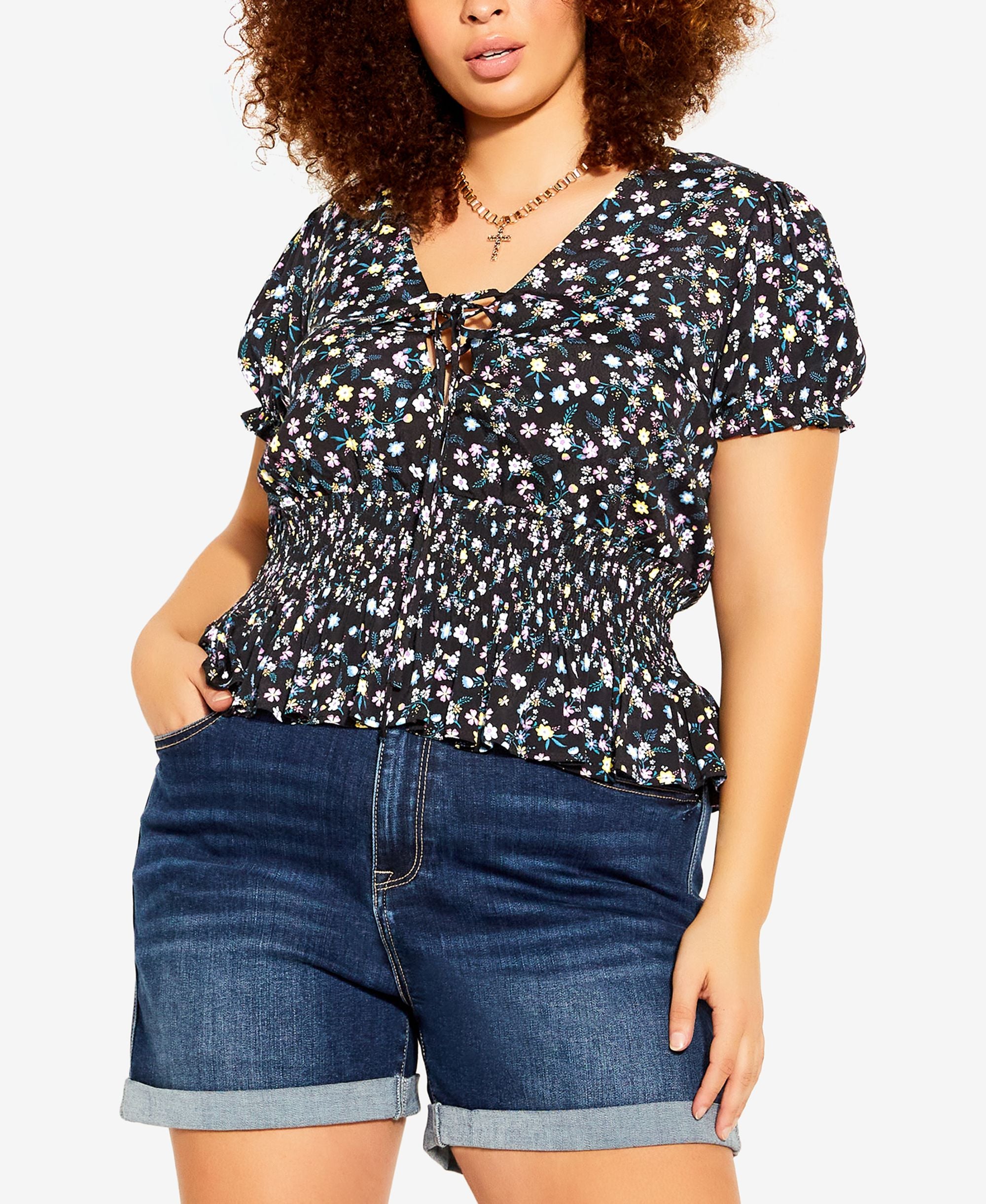 City Chic Modern Plus Size Summer Daisy Premium Top