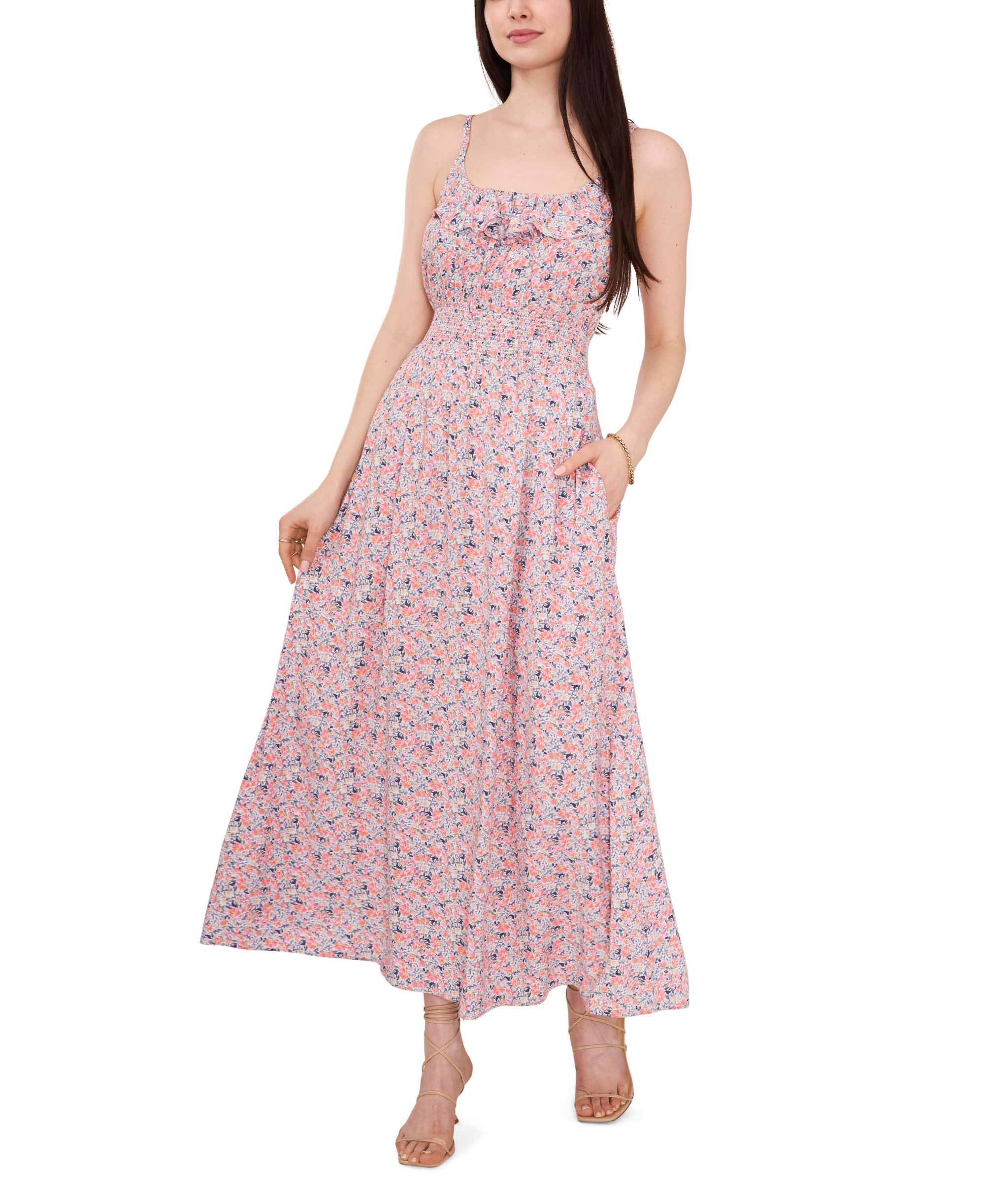 Sleeveless Flounce Maxi Dress