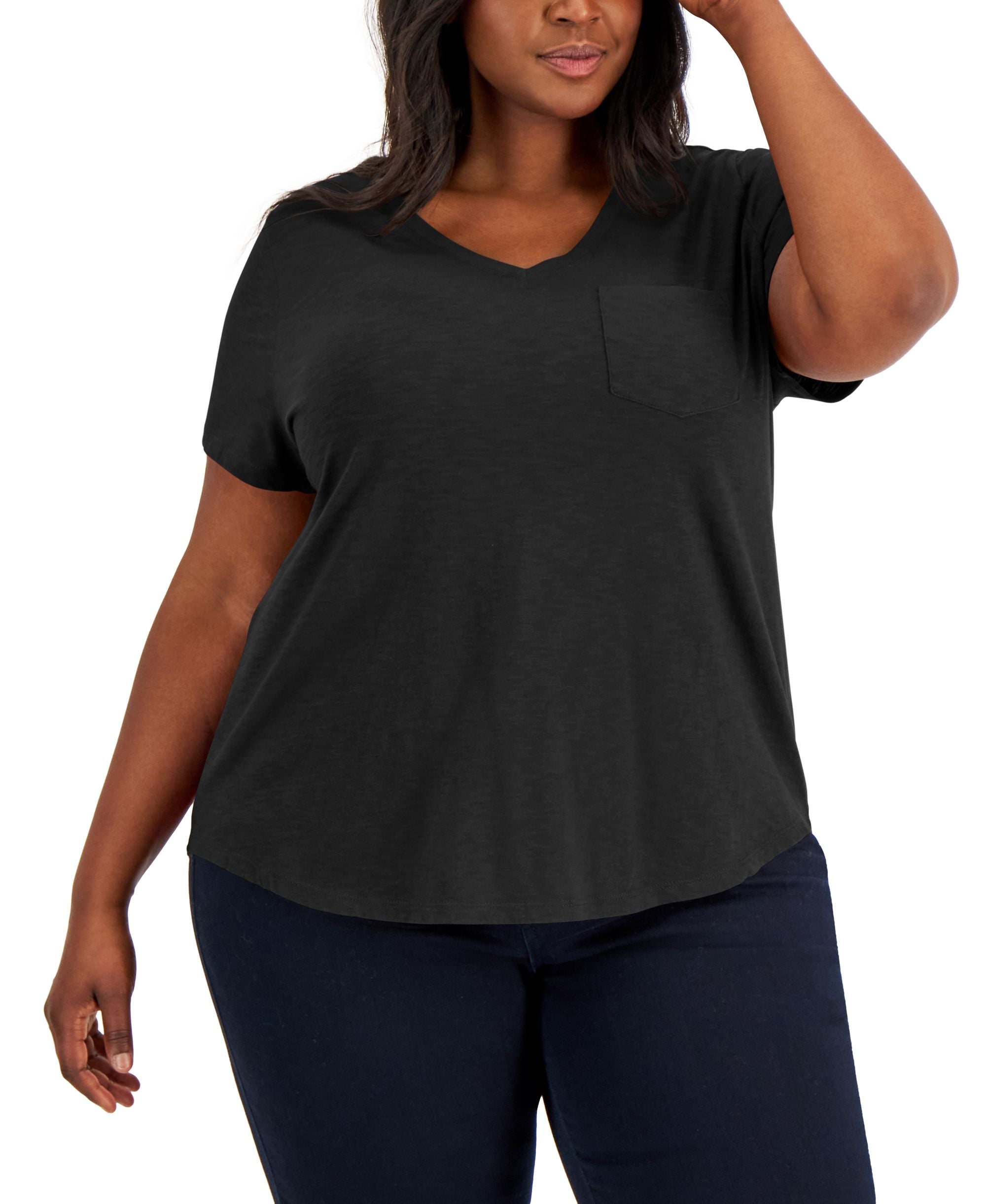 Style & Co Plus Size Timeless V Neck T-Modern Shirt