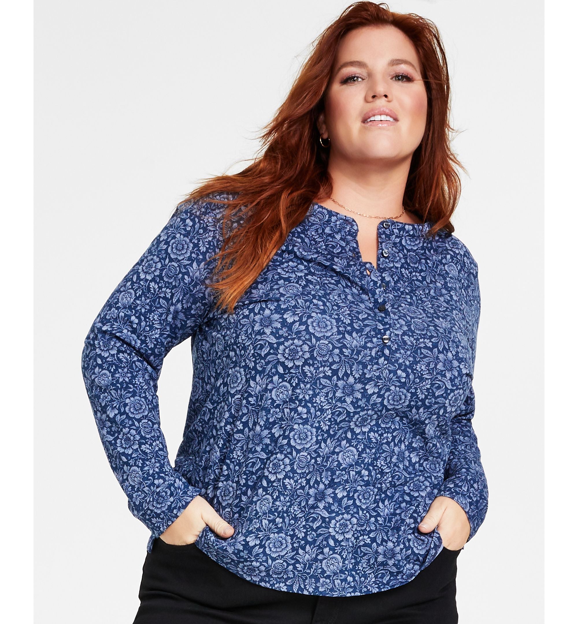 Style & Co Plus Size Printed Knit Modern Shirt