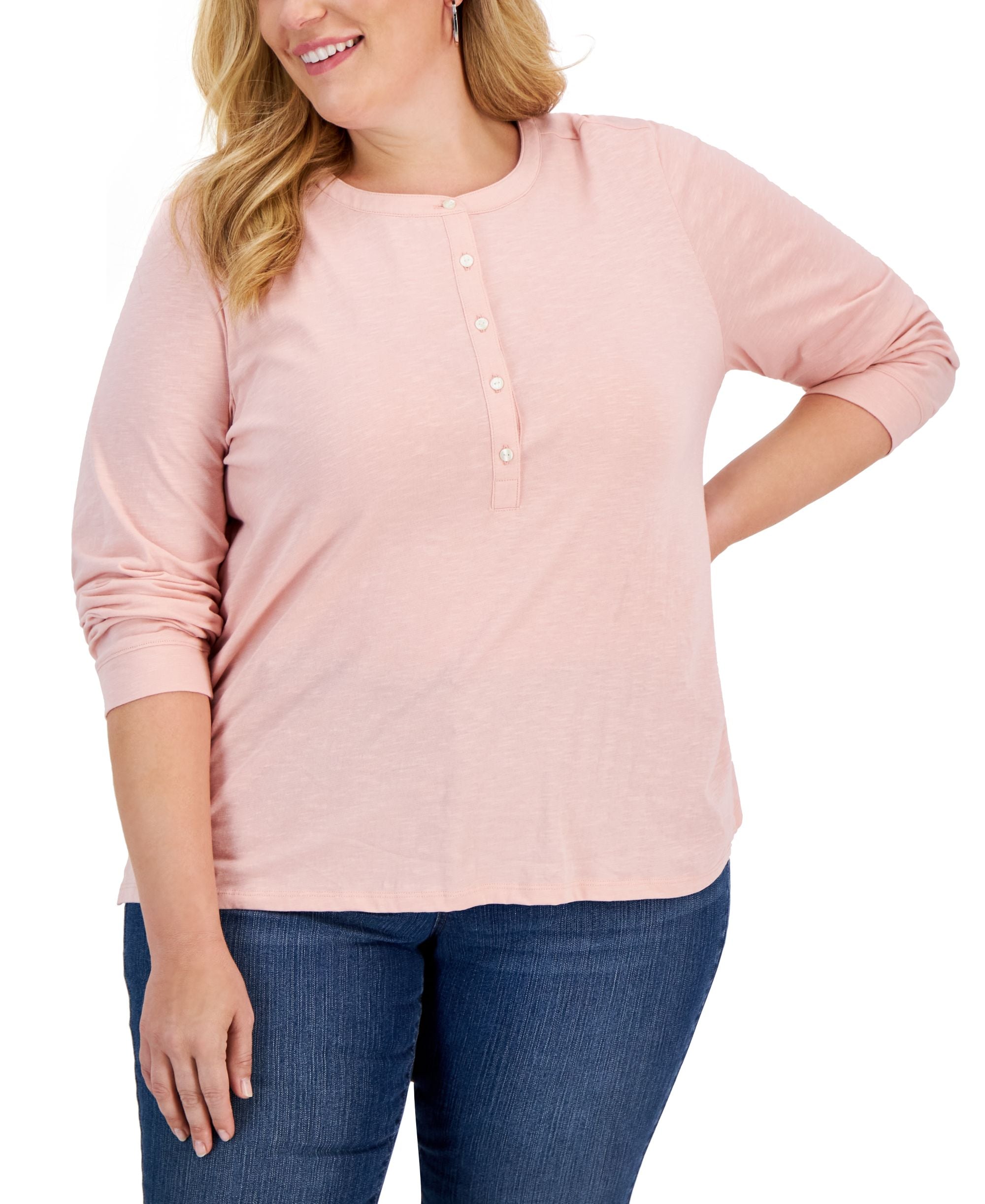 Style & Co Plus Size Henley Premium Top