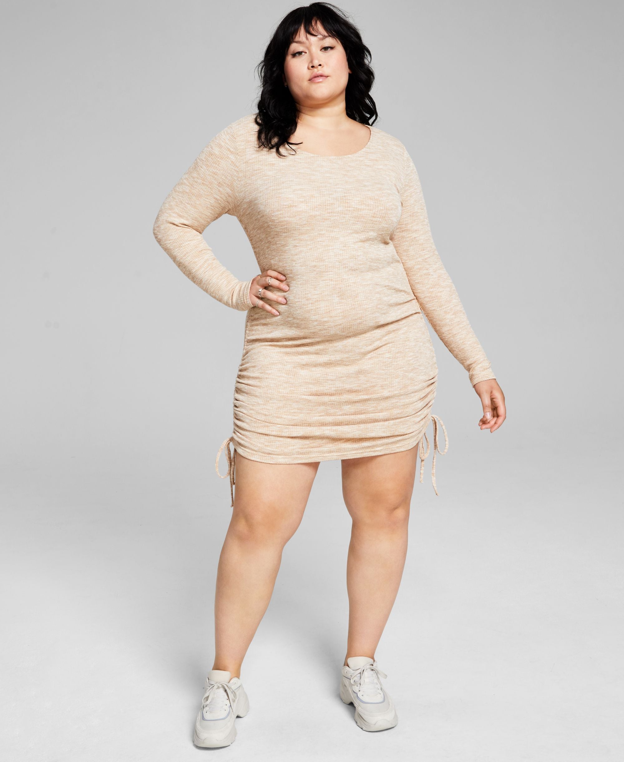 Now This Womens Ruched Side Tie Bodycon Dress