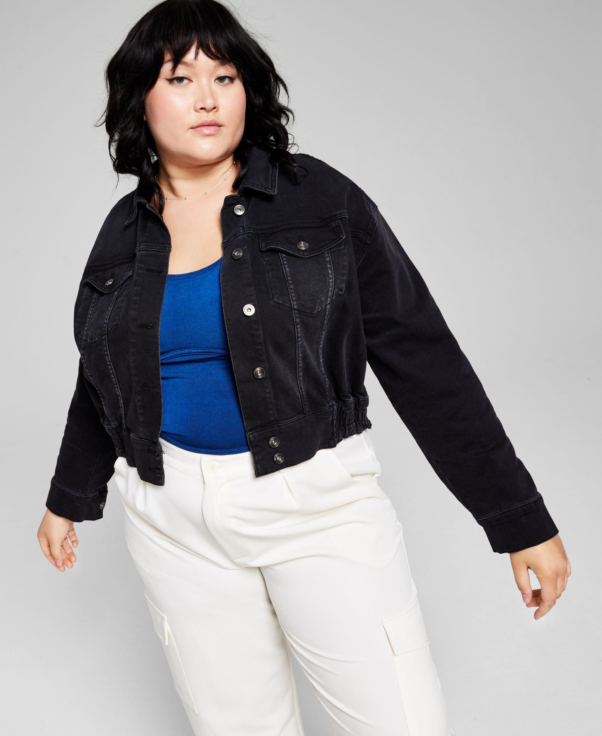 Modern Plus Size Cropped Denim Jacket