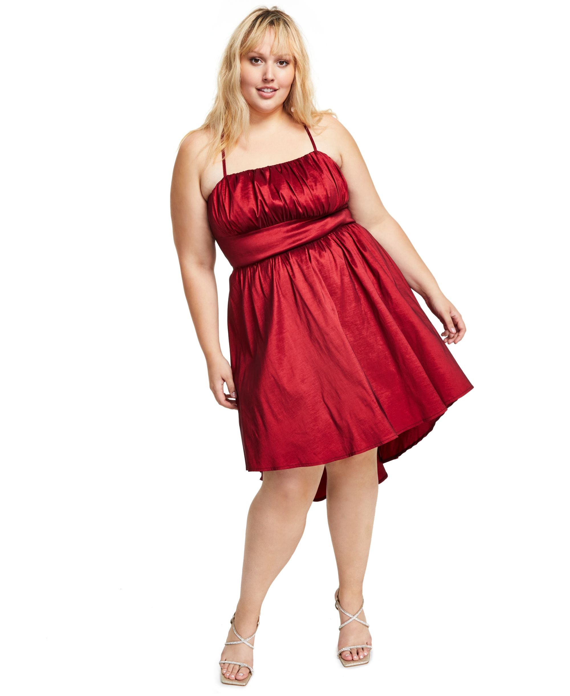 B Darlin Modern Plus Size High Low Gathered Dress
