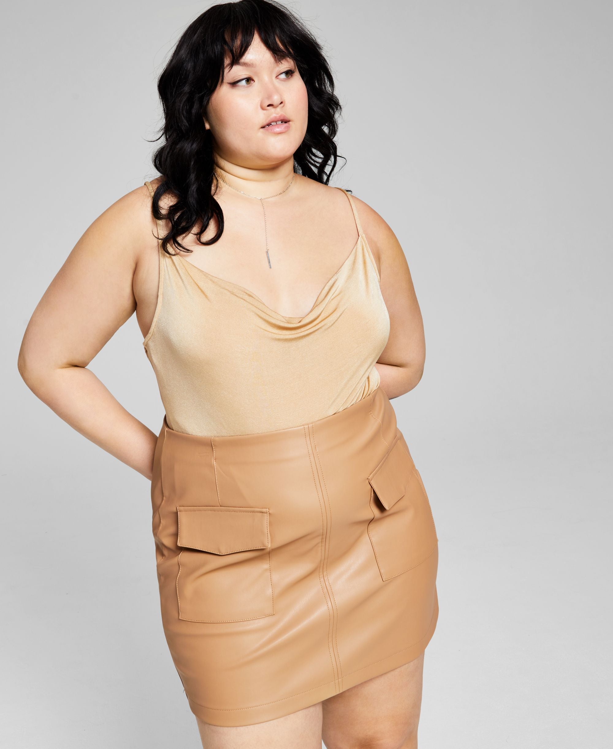Modern Plus Size Cowl Neck Bodysuit