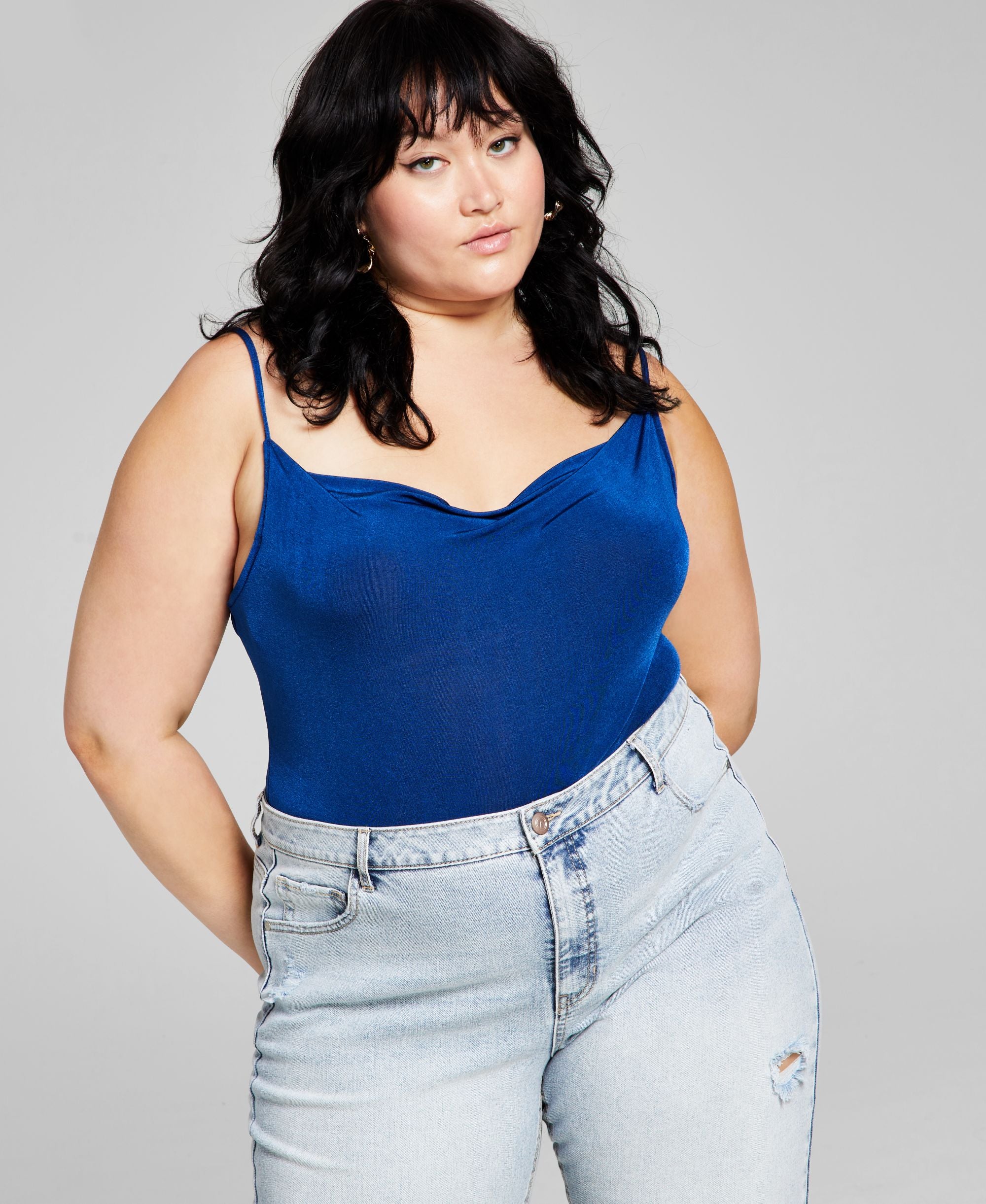 Modern Plus Size Cowl Neck Bodysuit