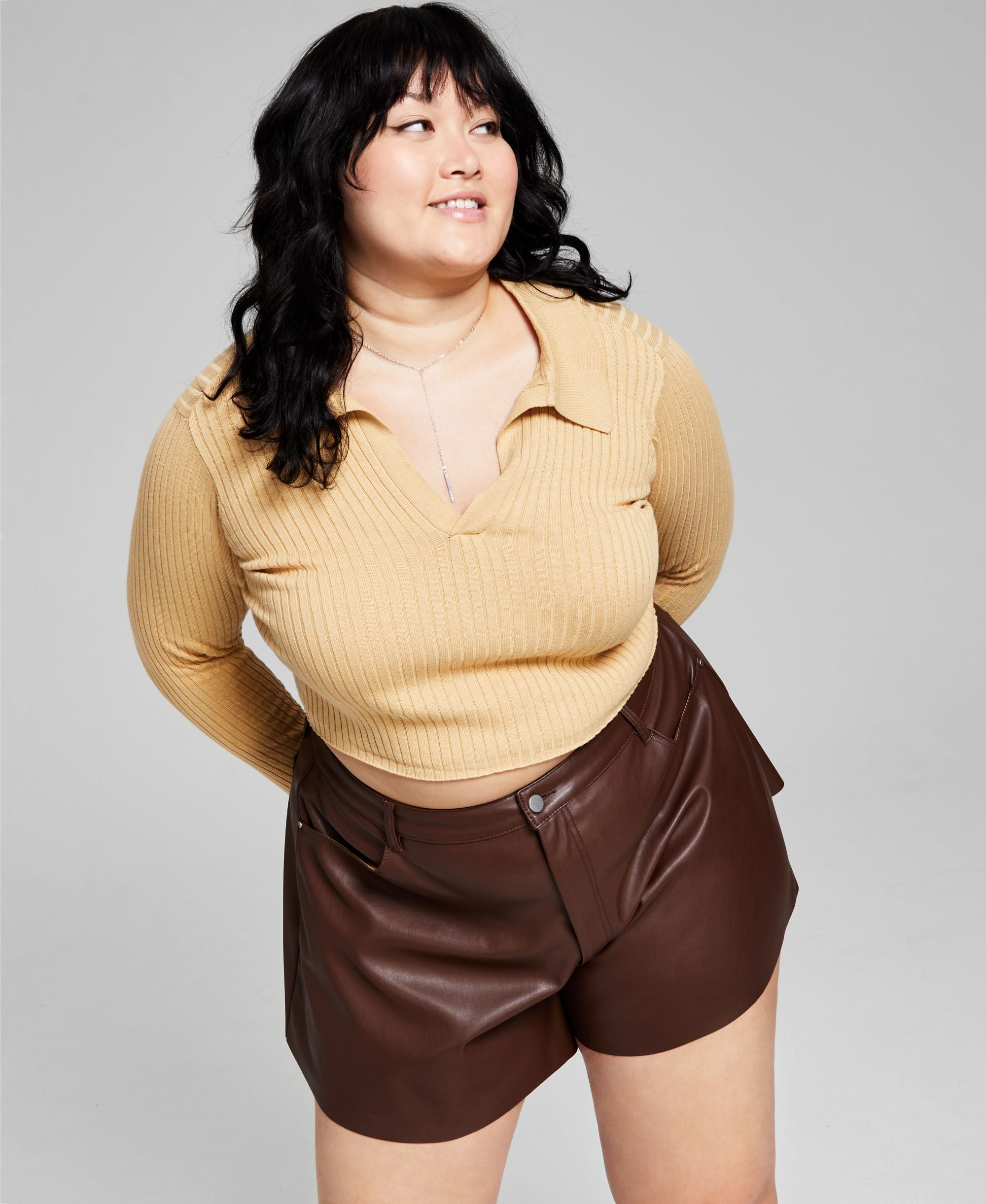 Modern Plus Size Cropped Polo Premium Top