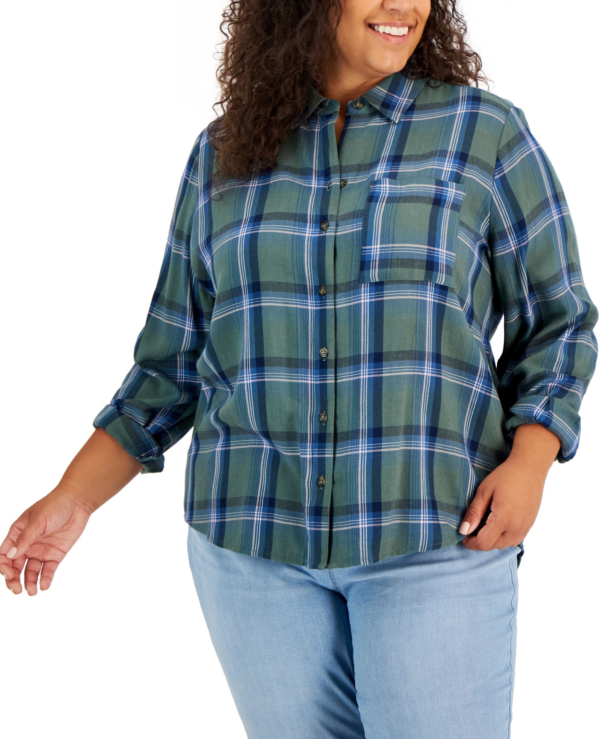 Style & Co Plus Size Plaid ideal Modern Shirt