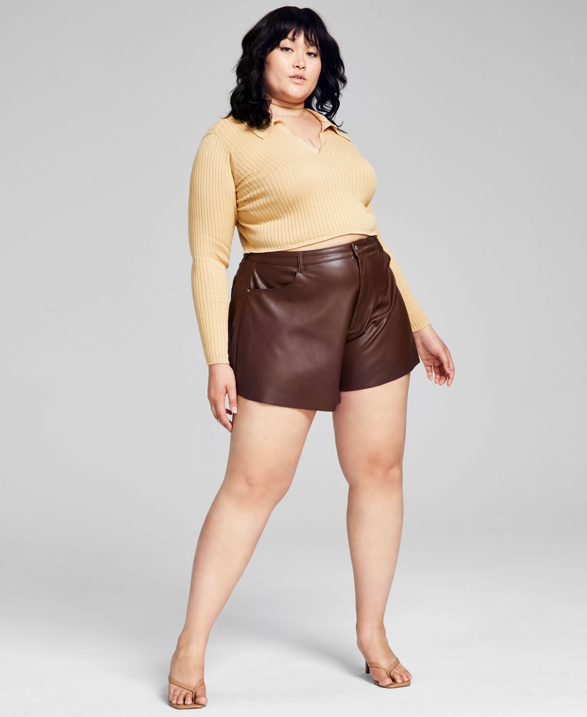 Modern Plus Size Faux-Leather Trumpet Premium Shorts