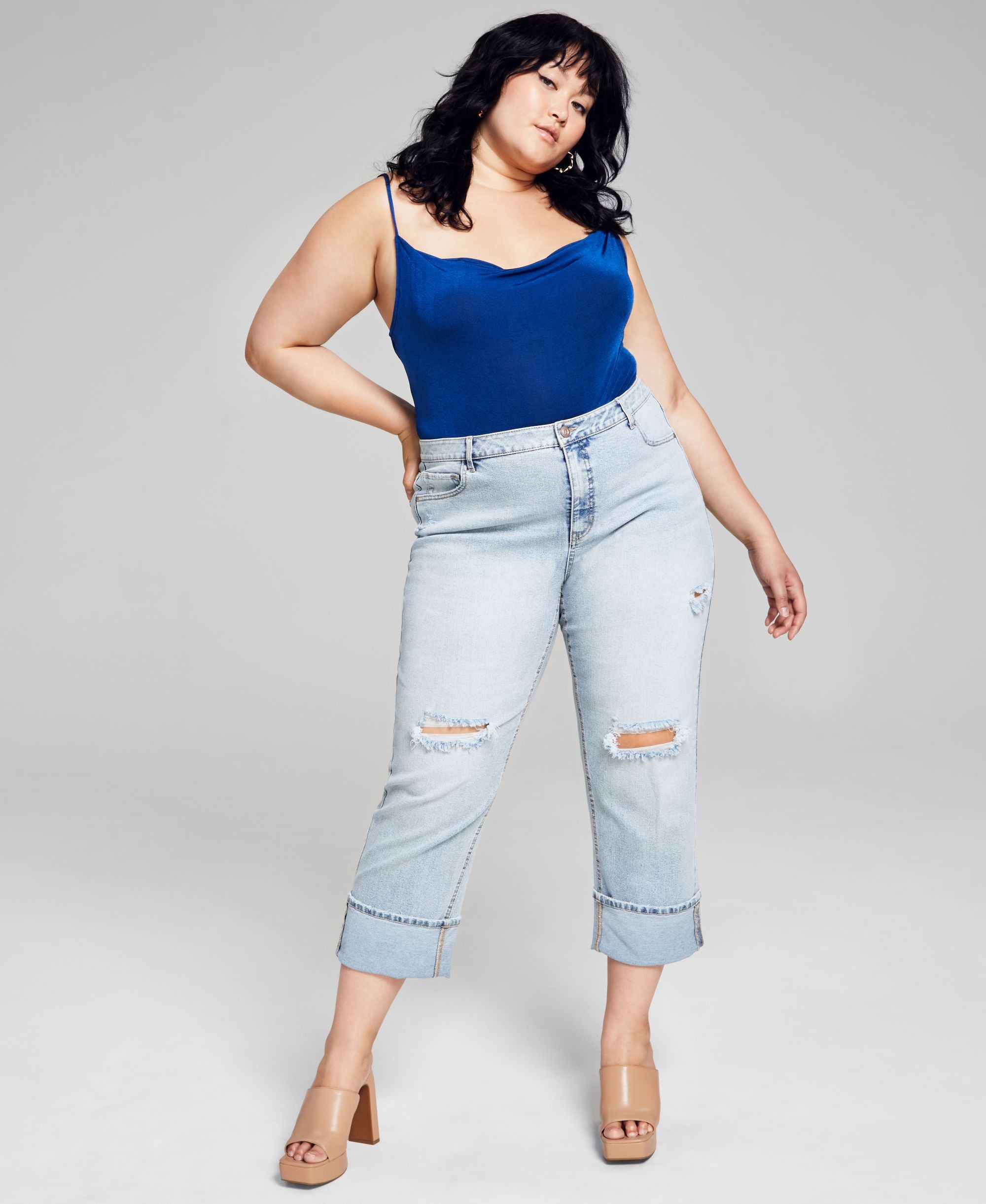 Modern Plus Size Ripped Straight-Leg Premium Jeans