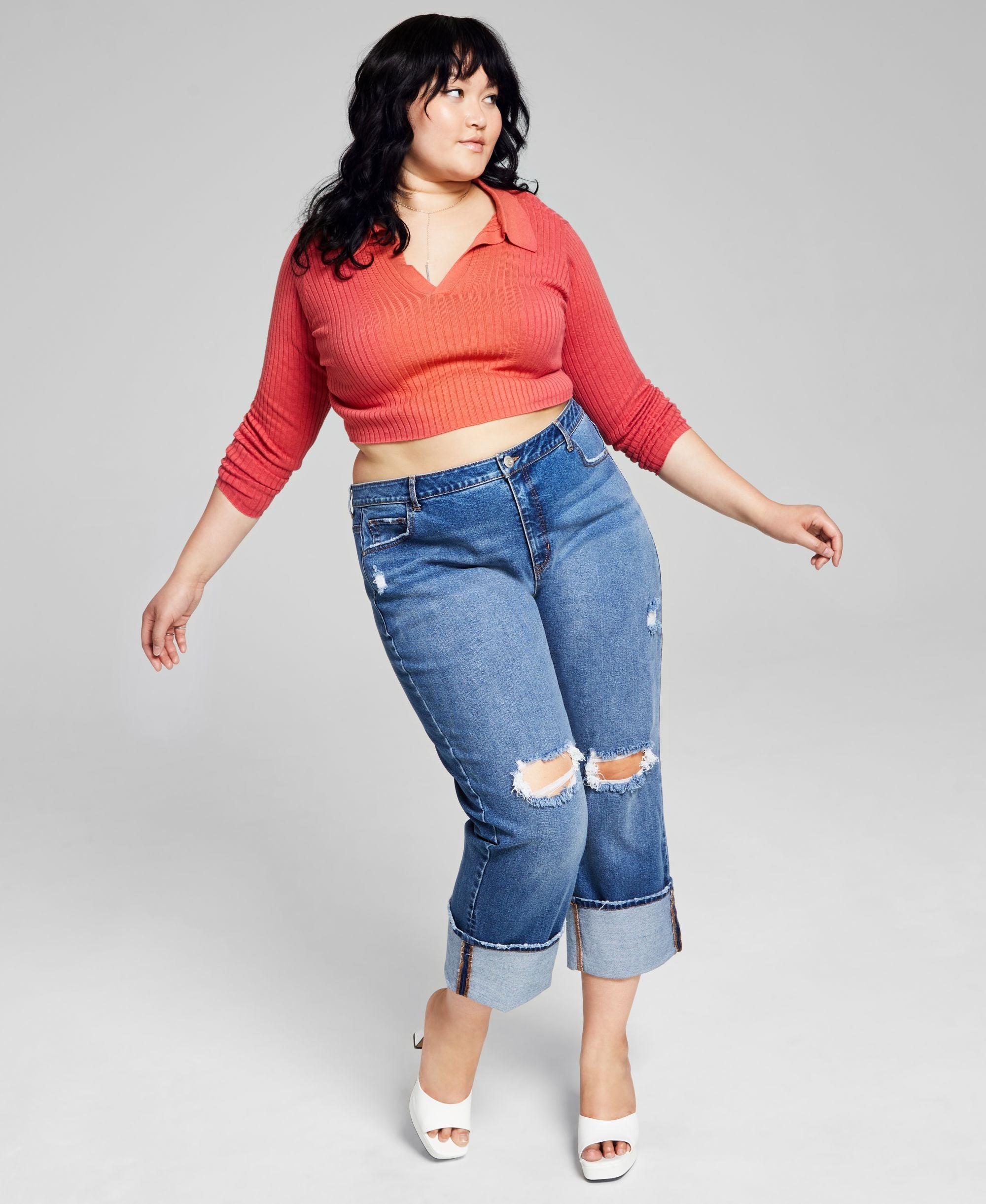 Modern Plus Size Ripped Straight-Leg Premium Jeans