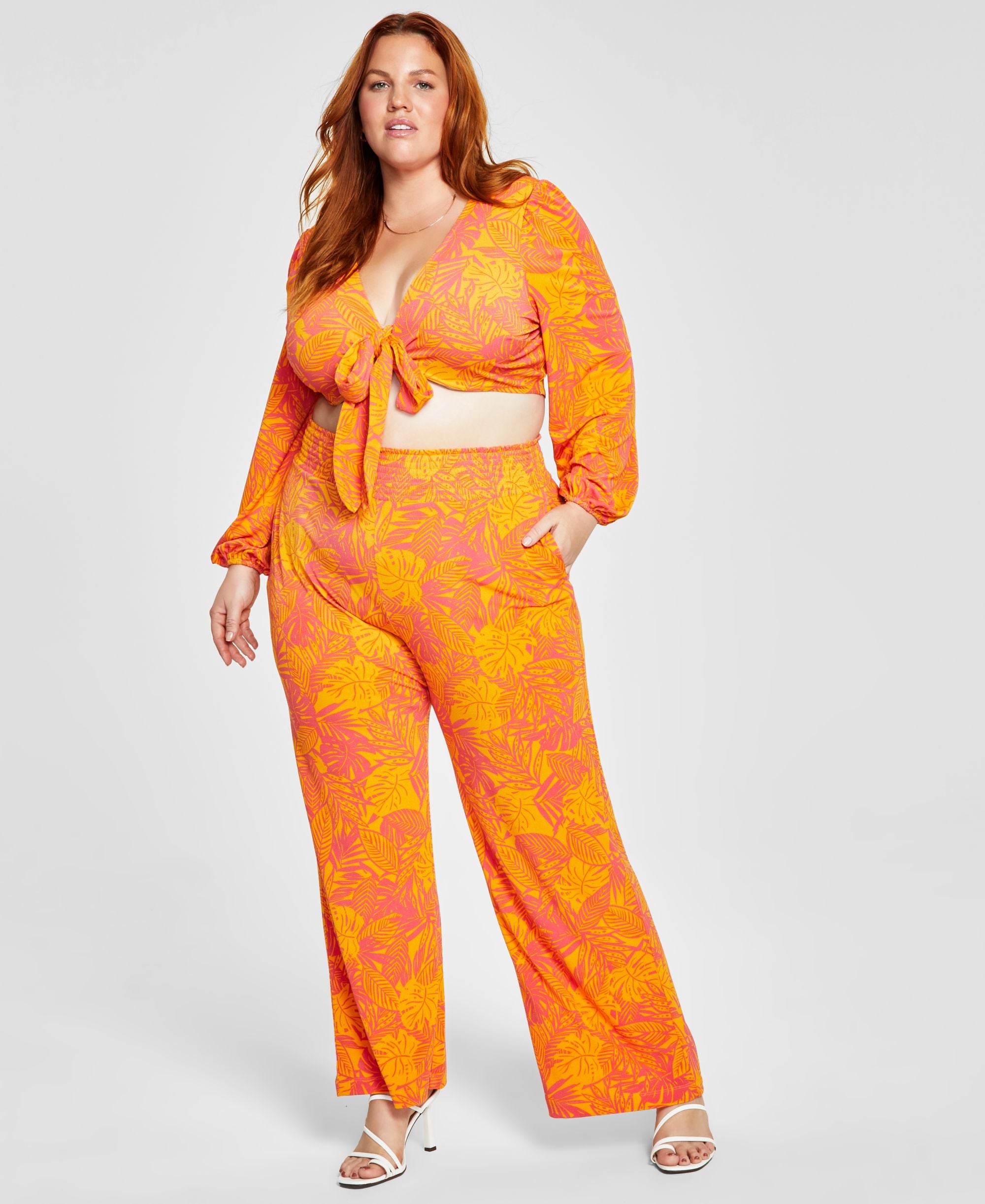 Bar III Modern Plus Size Printed Soft Signature Pants