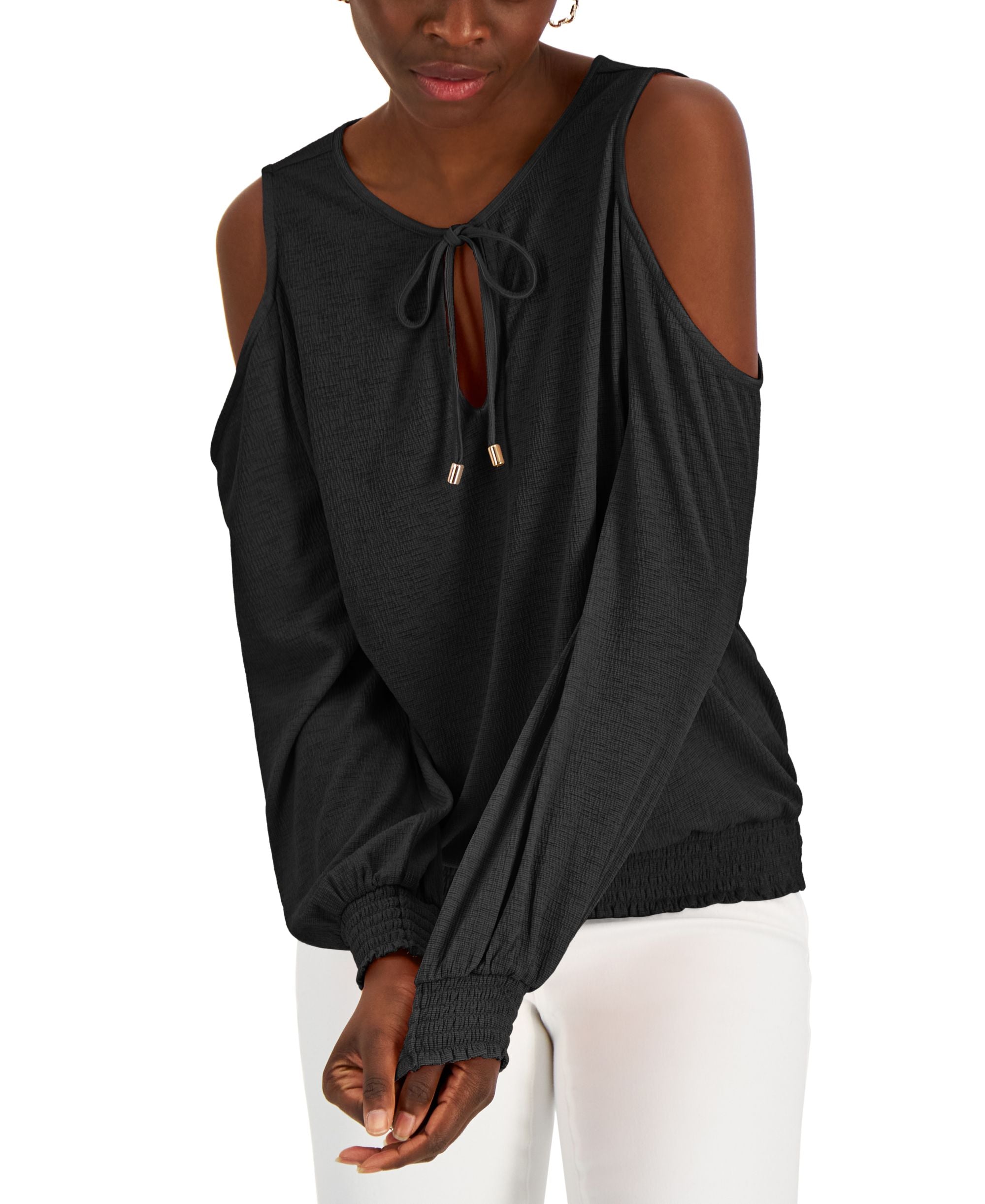 INC International Concepts Womens Cold Shoulder Knit Premium Top