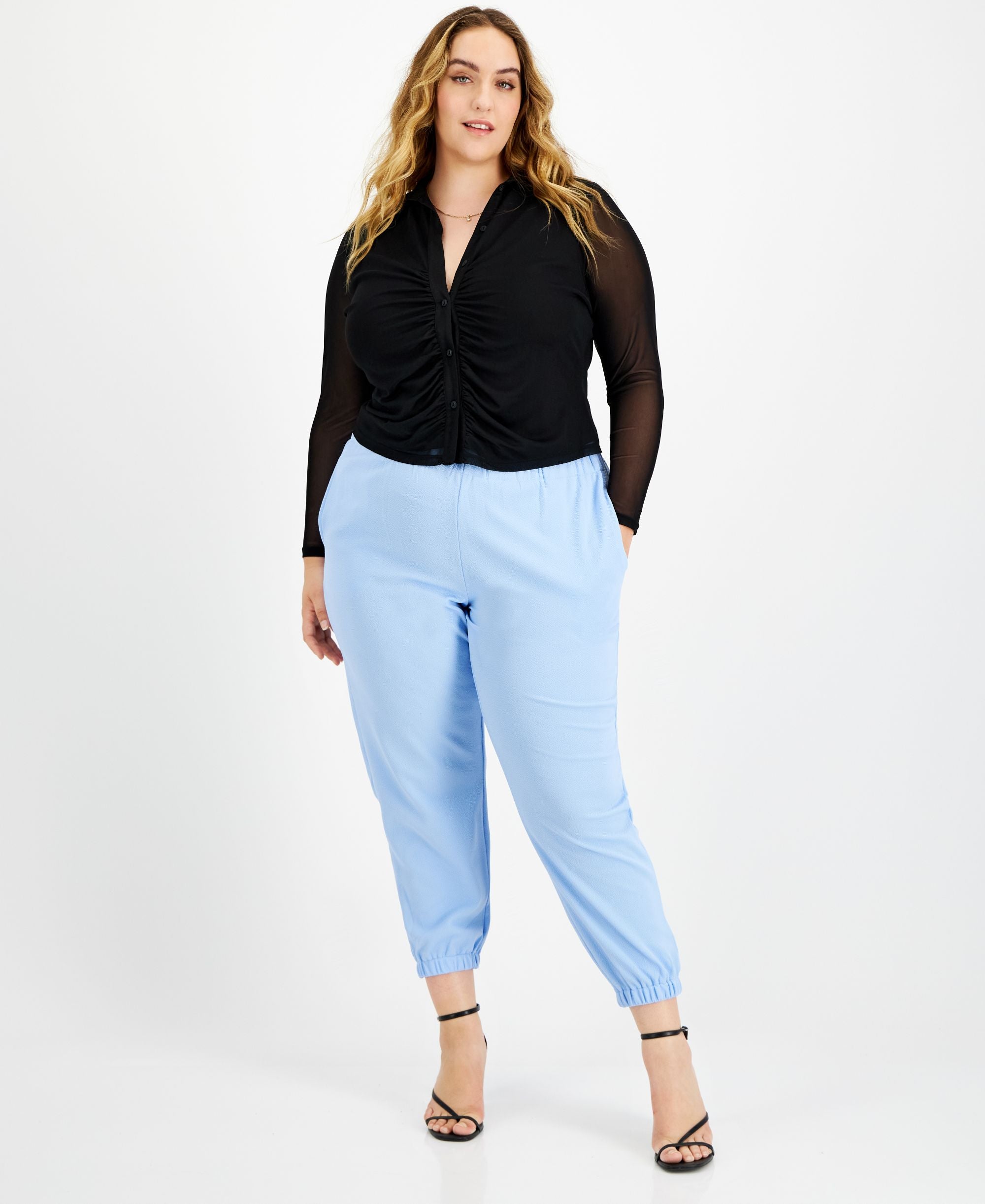 Bar III Modern Plus Size Paperbag Waist Jogger Signature Pants